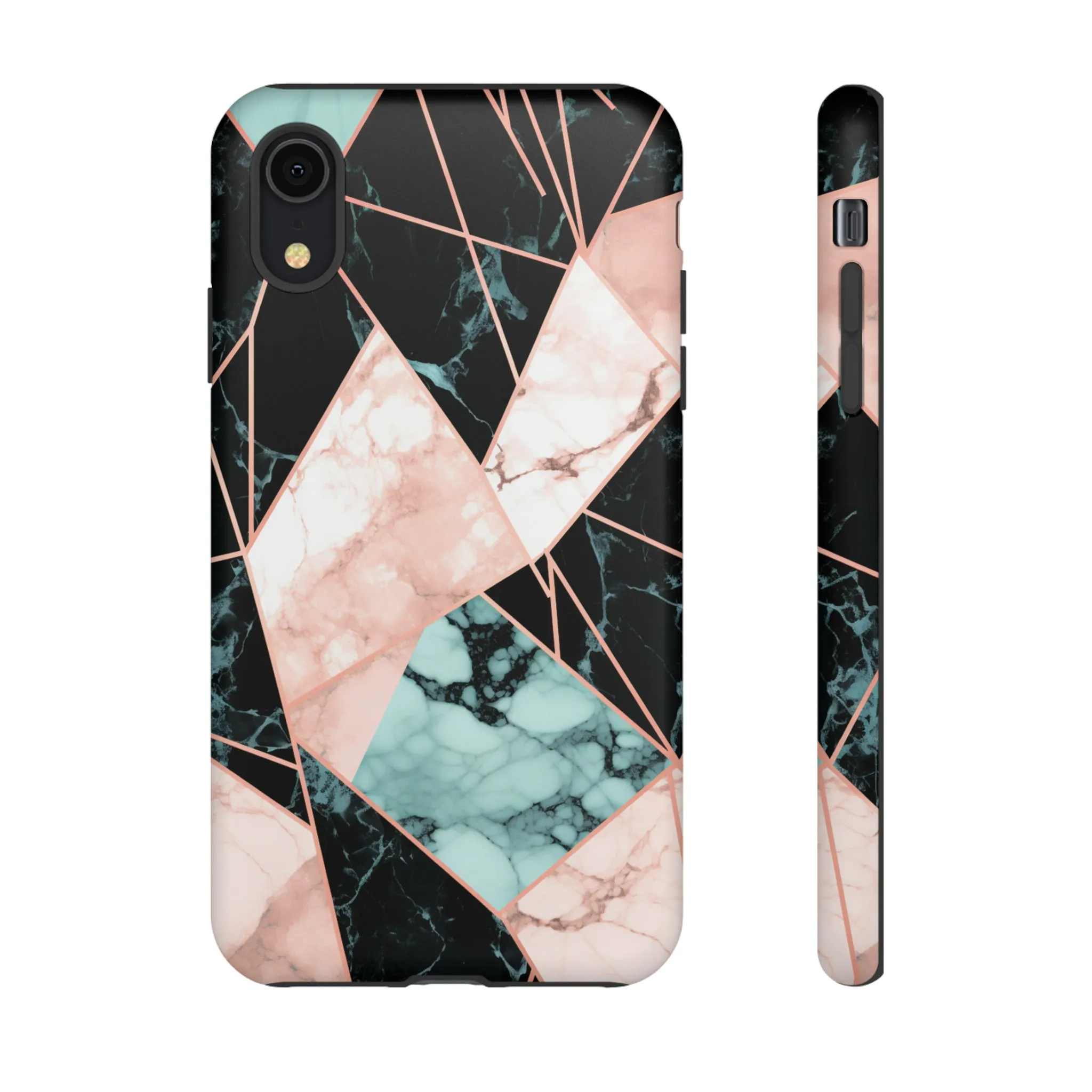 Geometric Elegance Marble and Gold Accents Tough Phone Cases