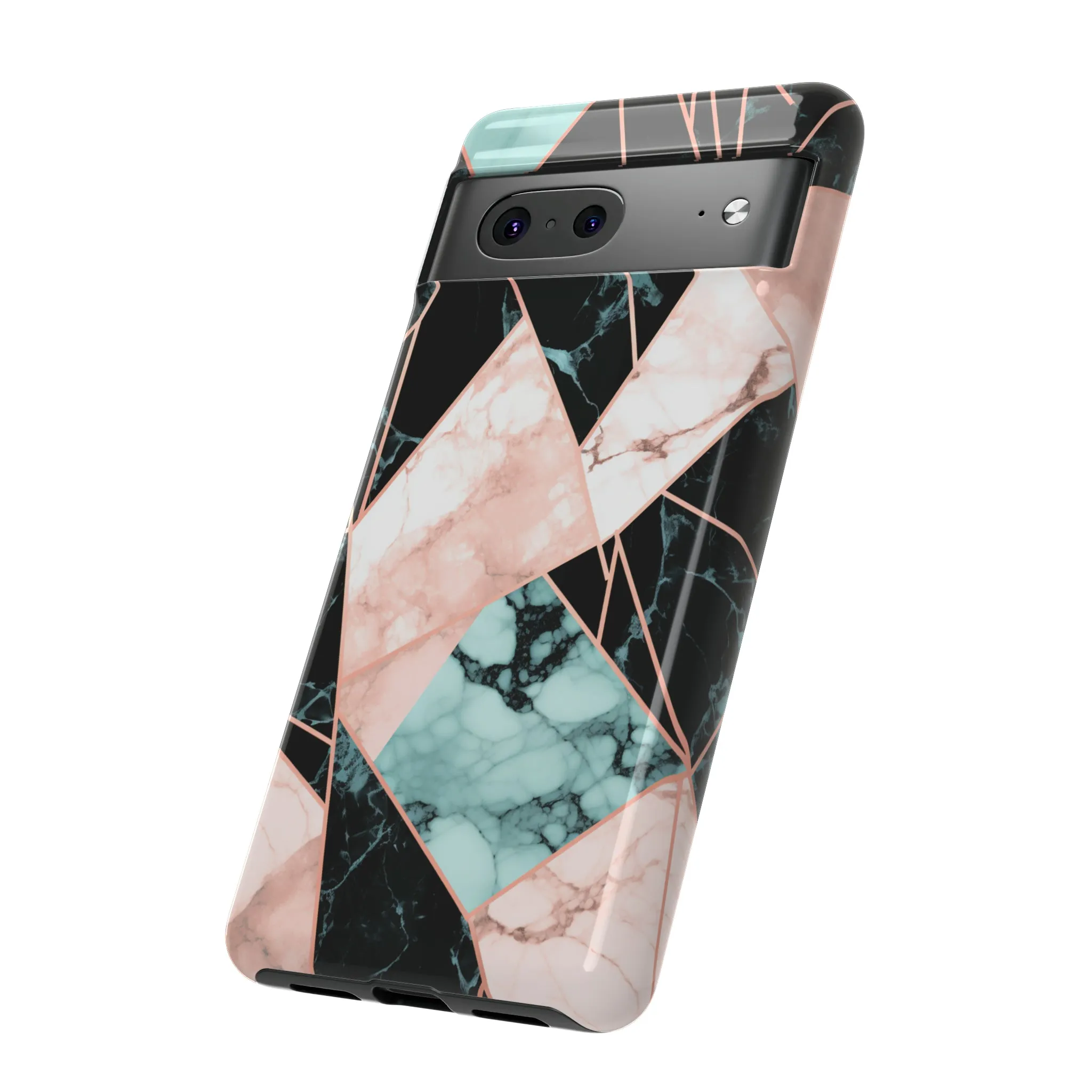 Geometric Elegance Marble and Gold Accents Tough Phone Cases