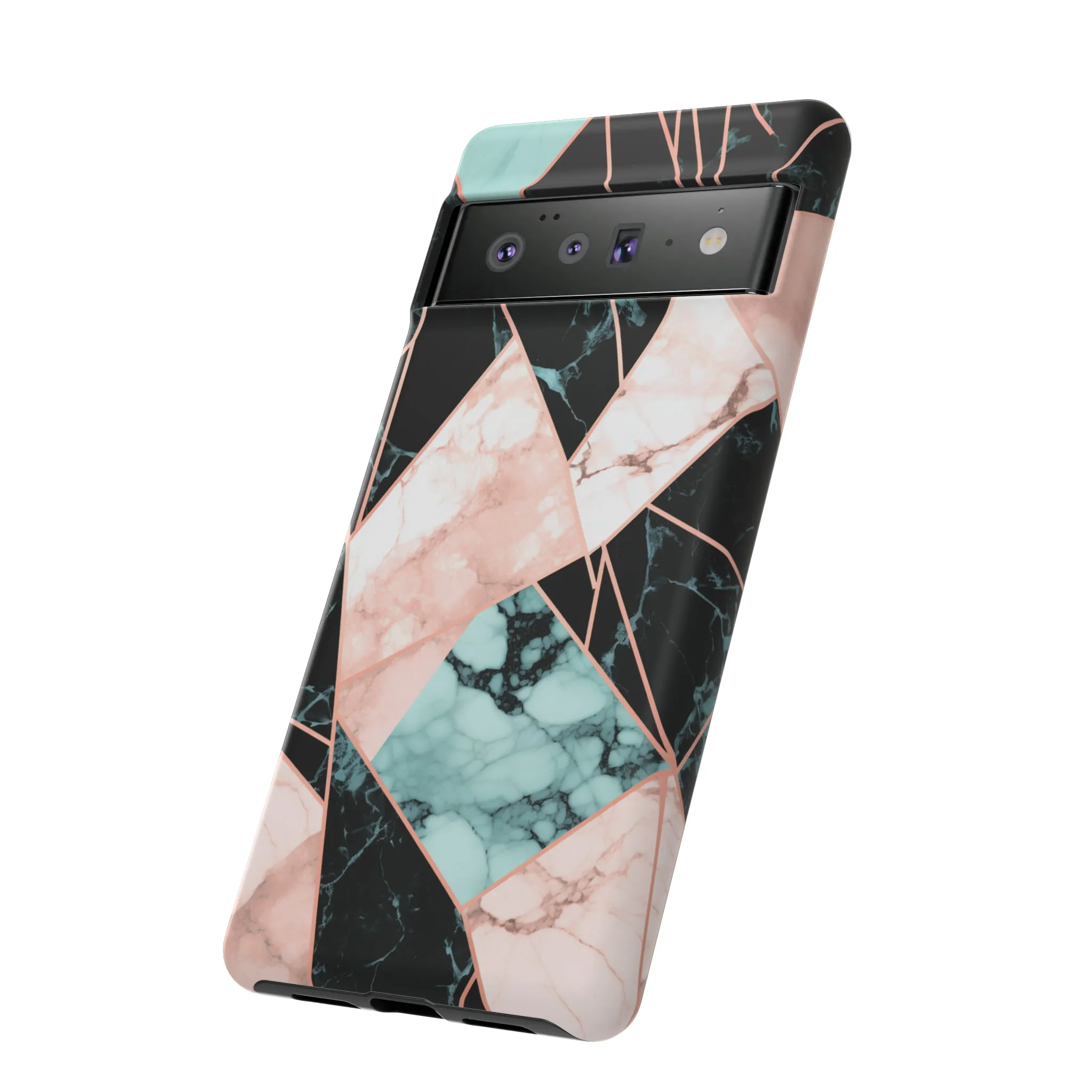Geometric Elegance Marble and Gold Accents Tough Phone Cases