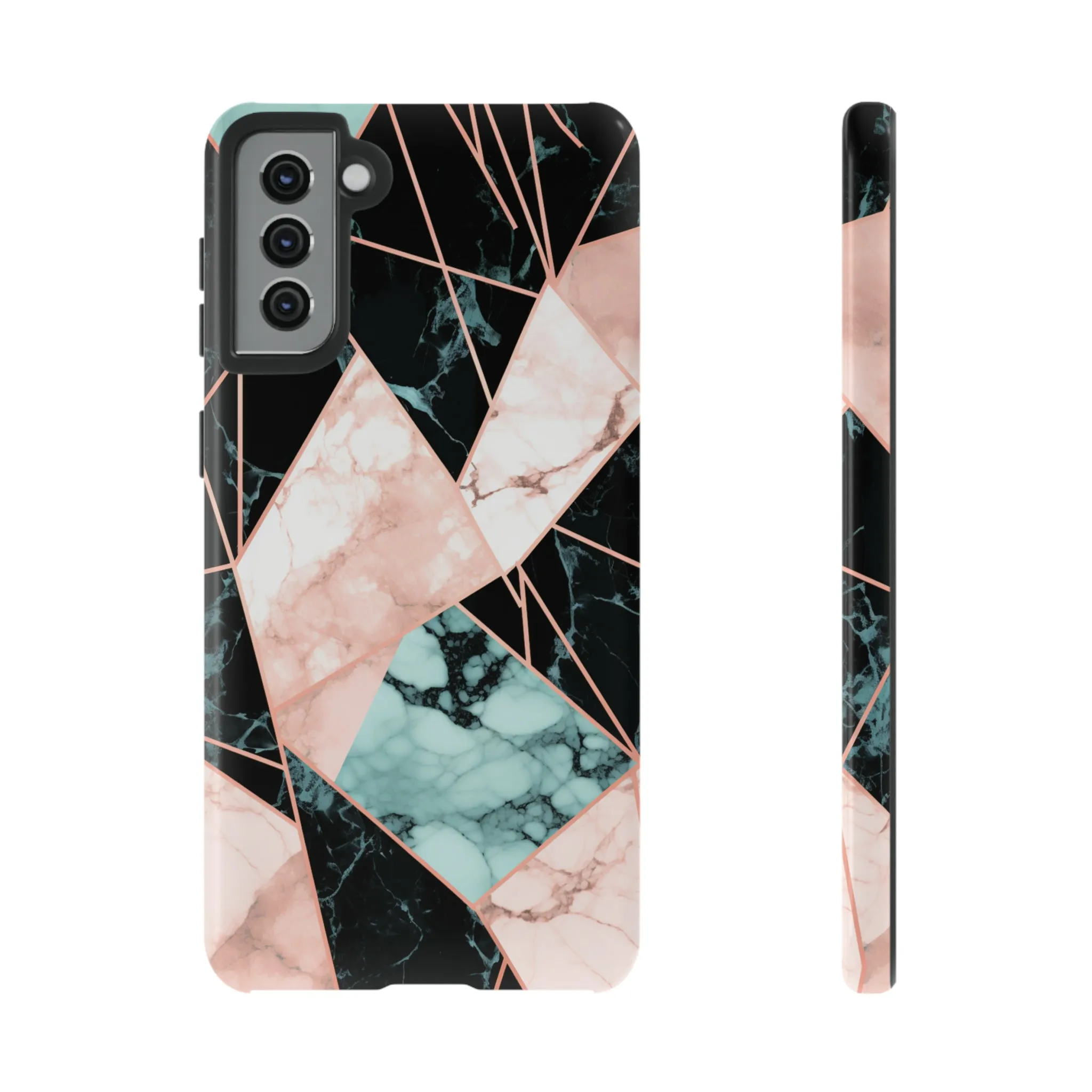 Geometric Elegance Marble and Gold Accents Tough Phone Cases