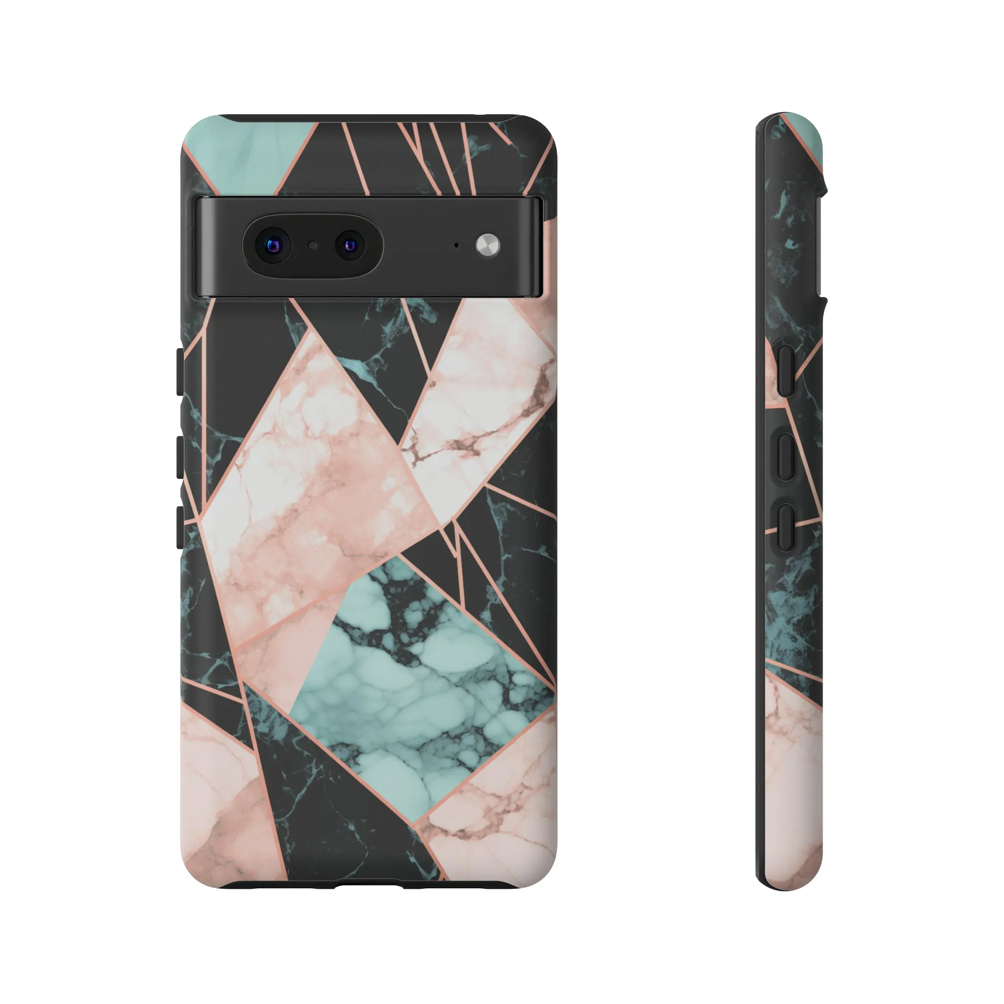Geometric Elegance Marble and Gold Accents Tough Phone Cases