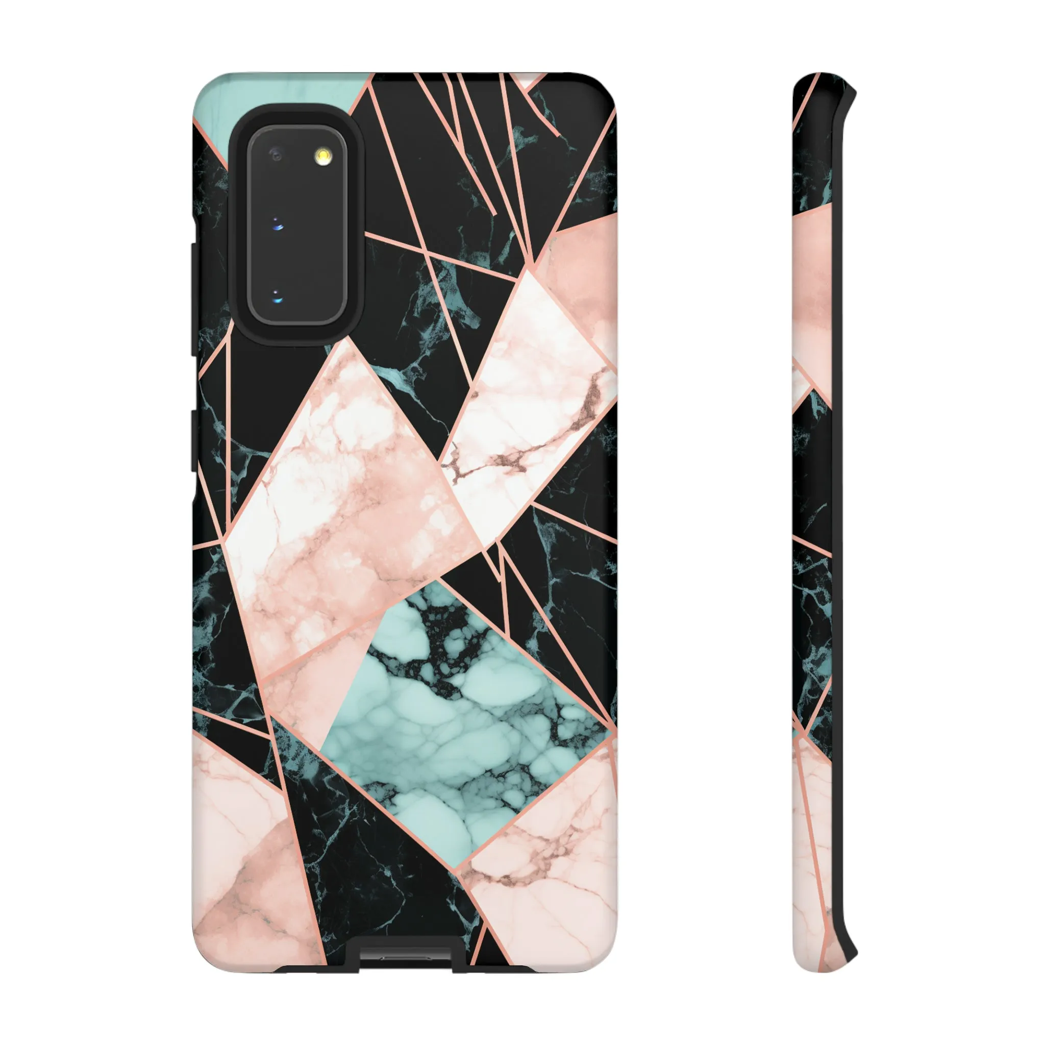 Geometric Elegance Marble and Gold Accents Tough Phone Cases