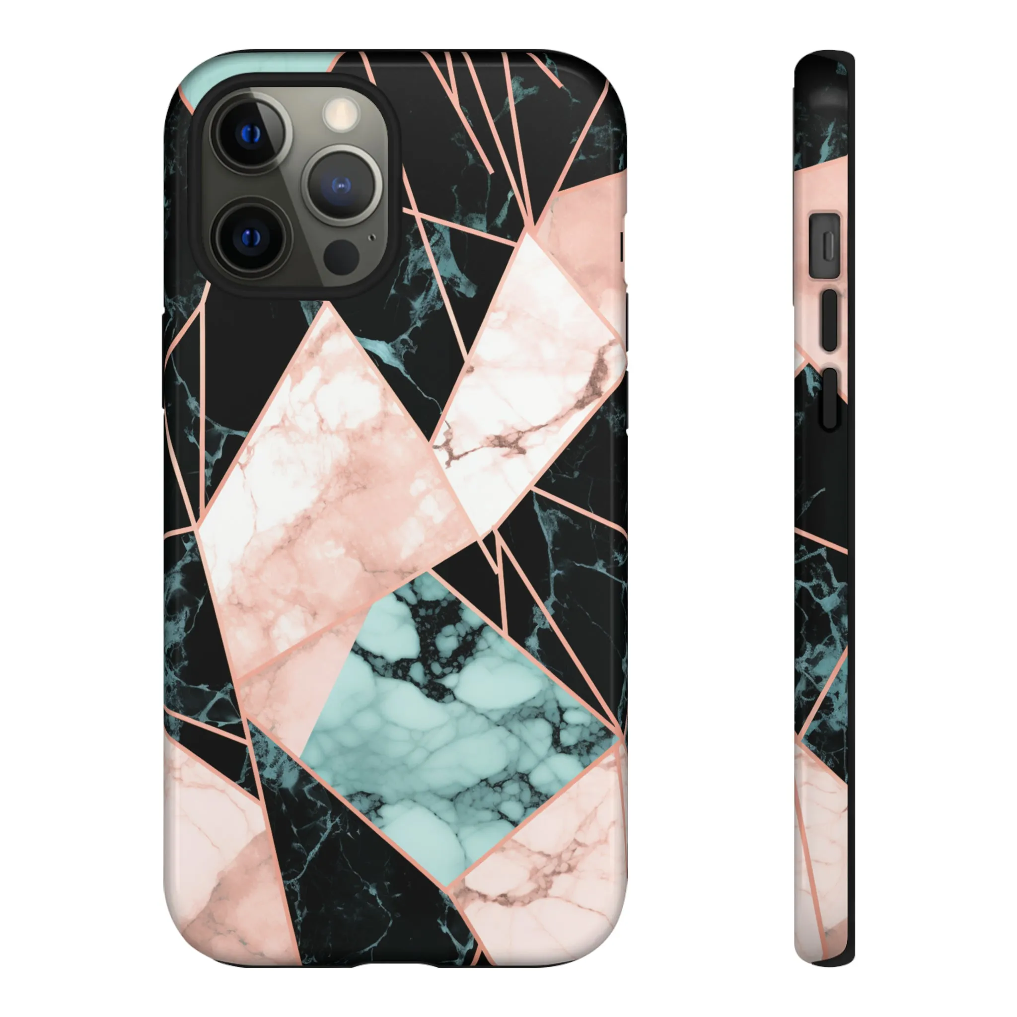 Geometric Elegance Marble and Gold Accents Tough Phone Cases