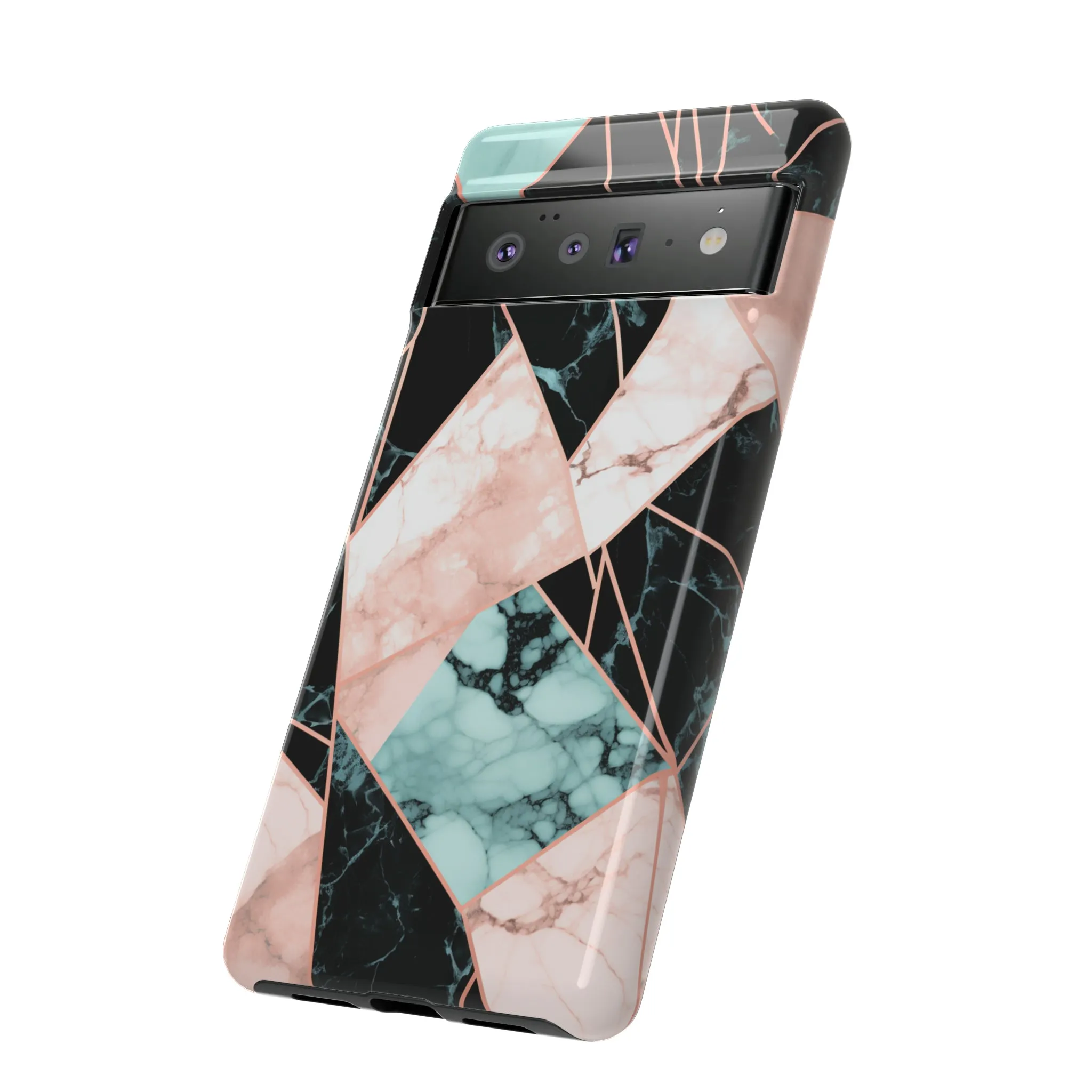 Geometric Elegance Marble and Gold Accents Tough Phone Cases