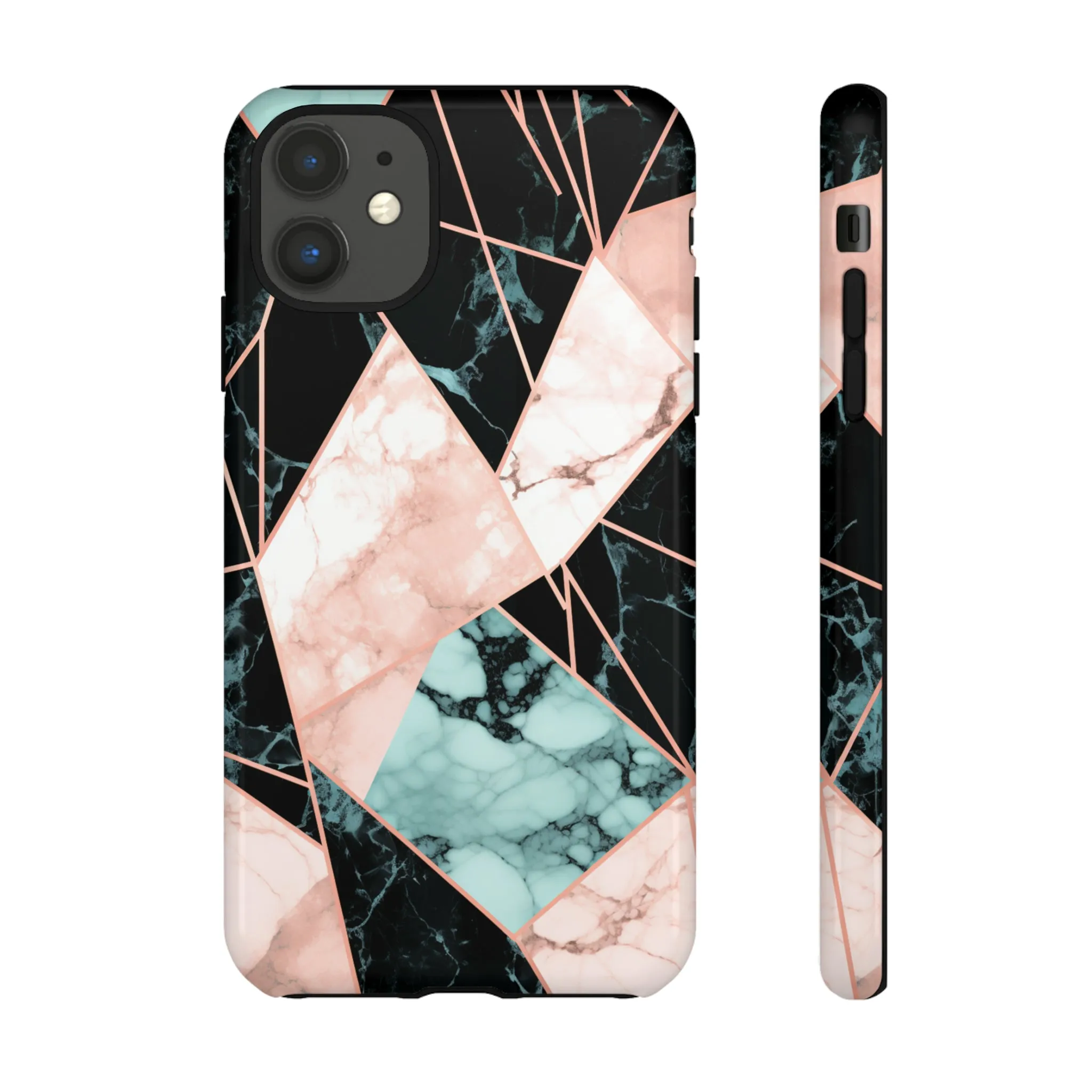 Geometric Elegance Marble and Gold Accents Tough Phone Cases