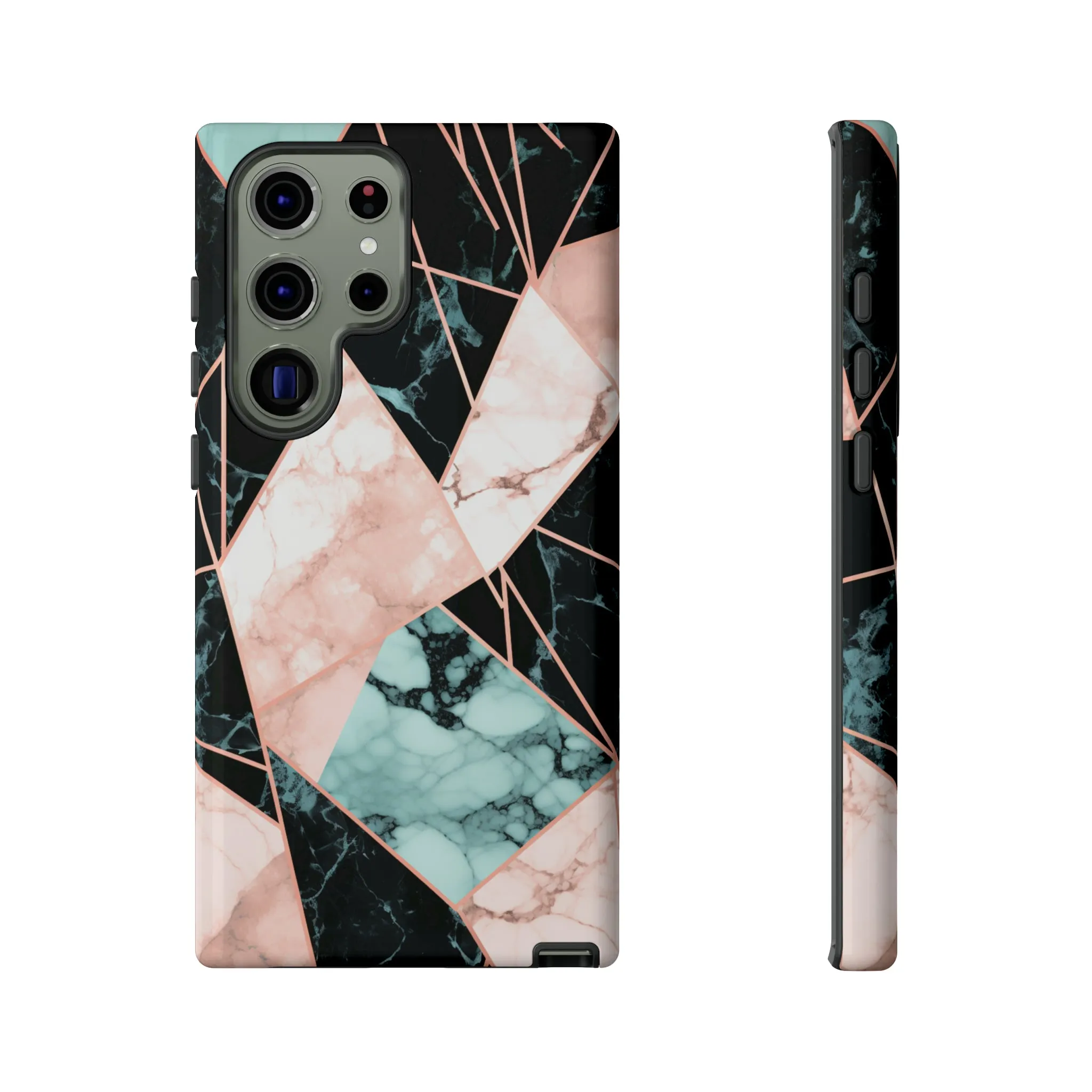 Geometric Elegance Marble and Gold Accents Tough Phone Cases