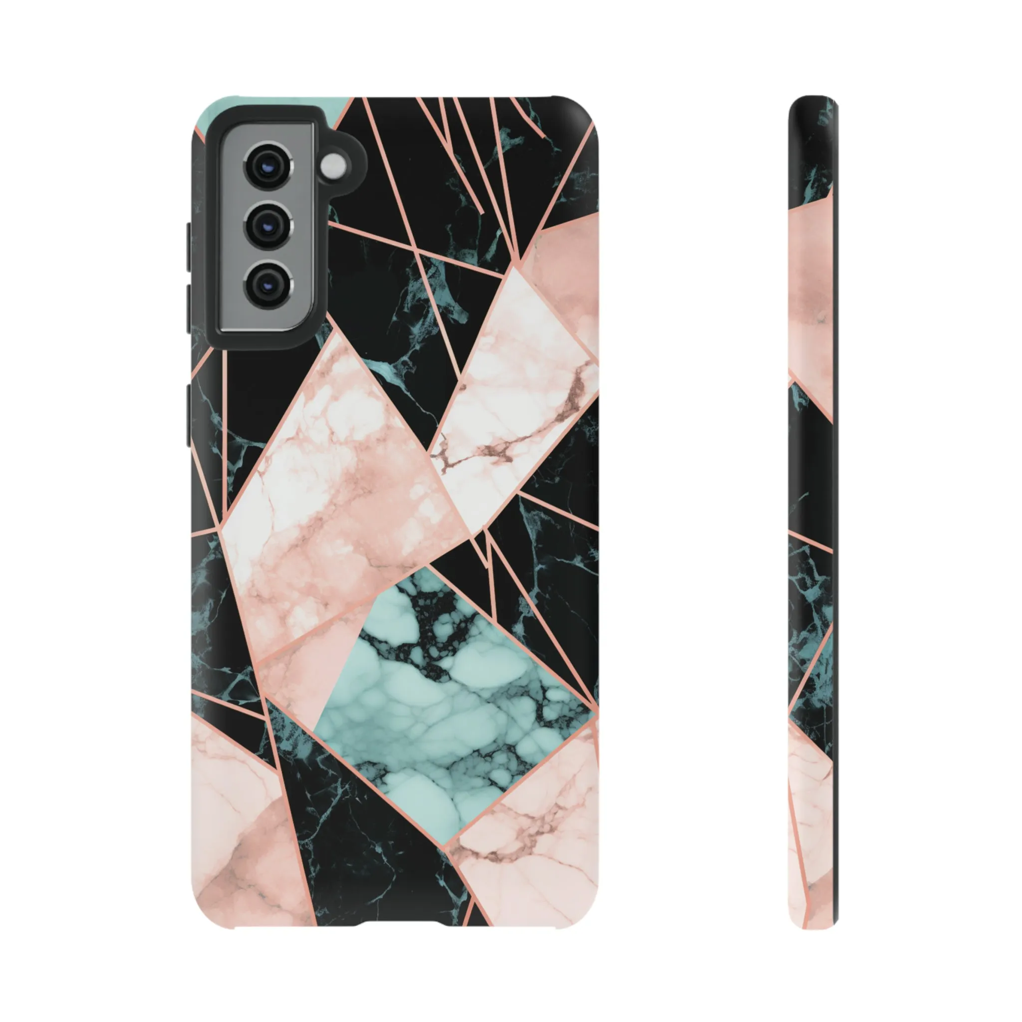 Geometric Elegance Marble and Gold Accents Tough Phone Cases