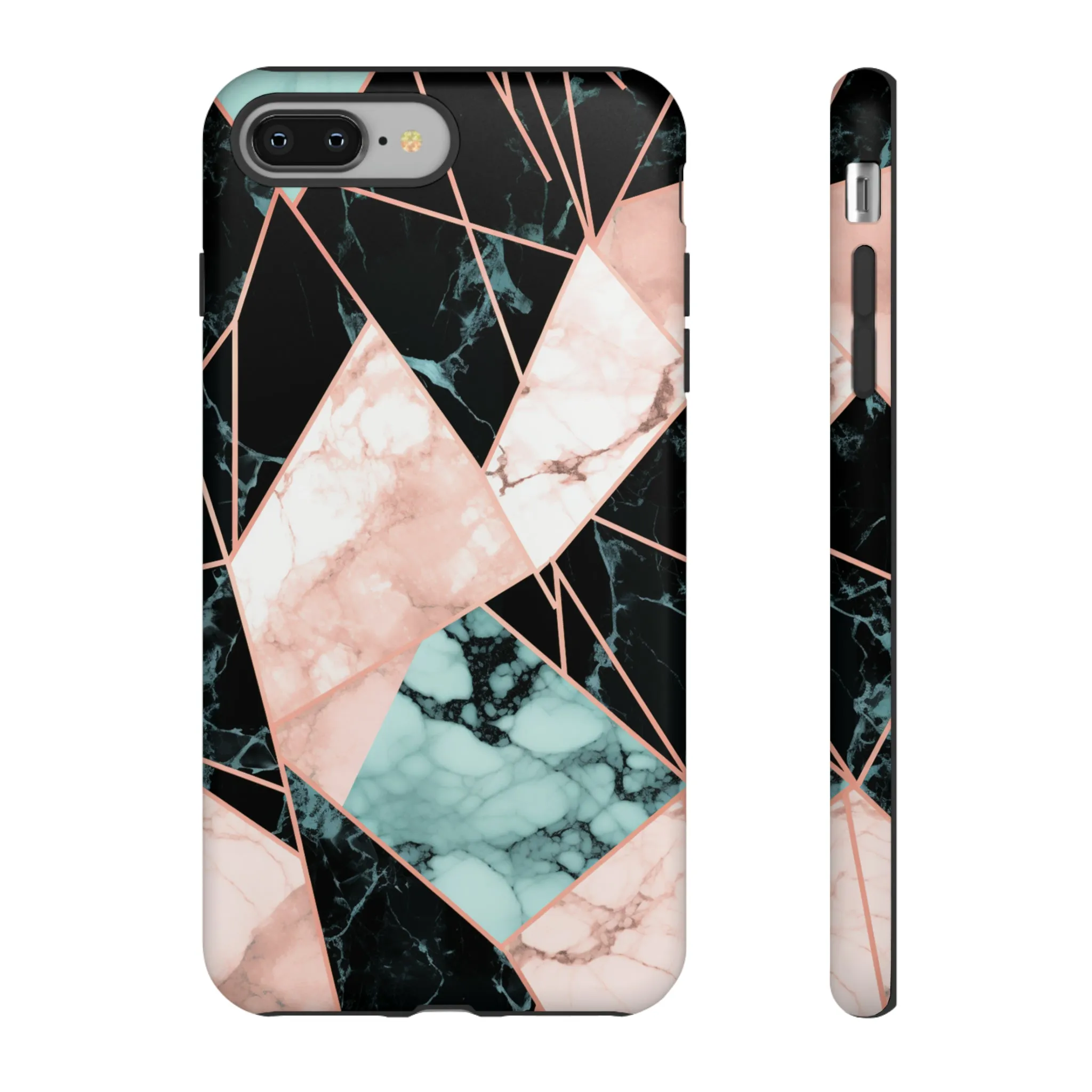Geometric Elegance Marble and Gold Accents Tough Phone Cases