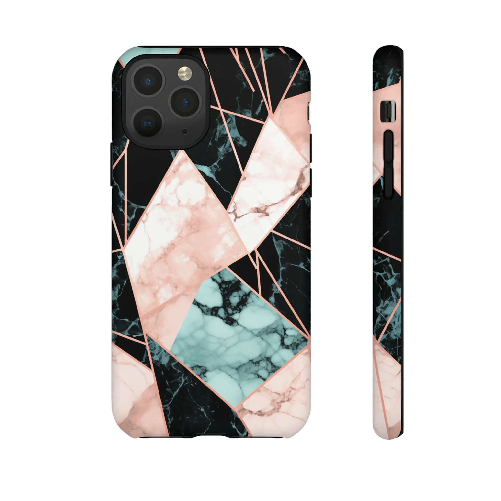 Geometric Elegance Marble and Gold Accents Tough Phone Cases