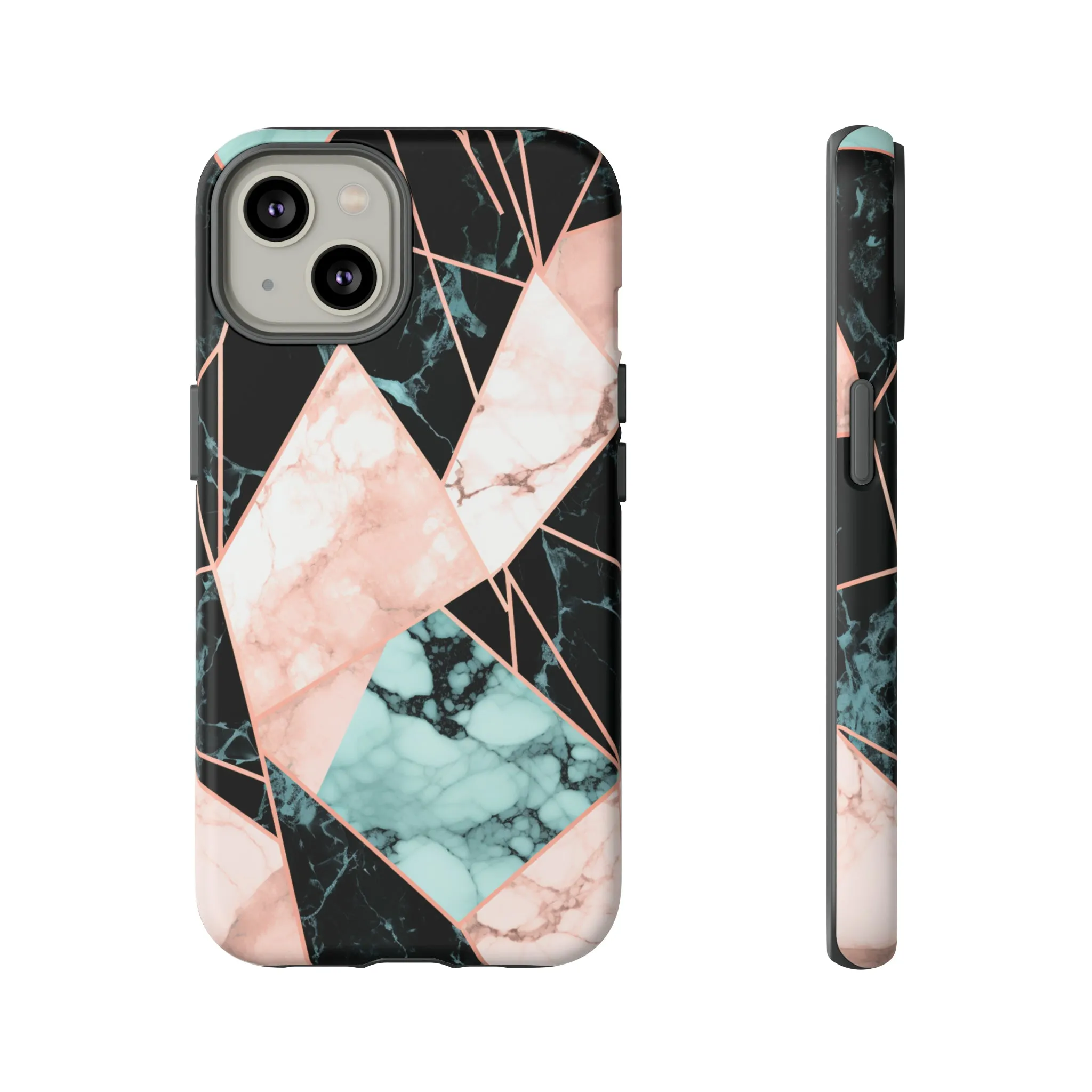 Geometric Elegance Marble and Gold Accents Tough Phone Cases