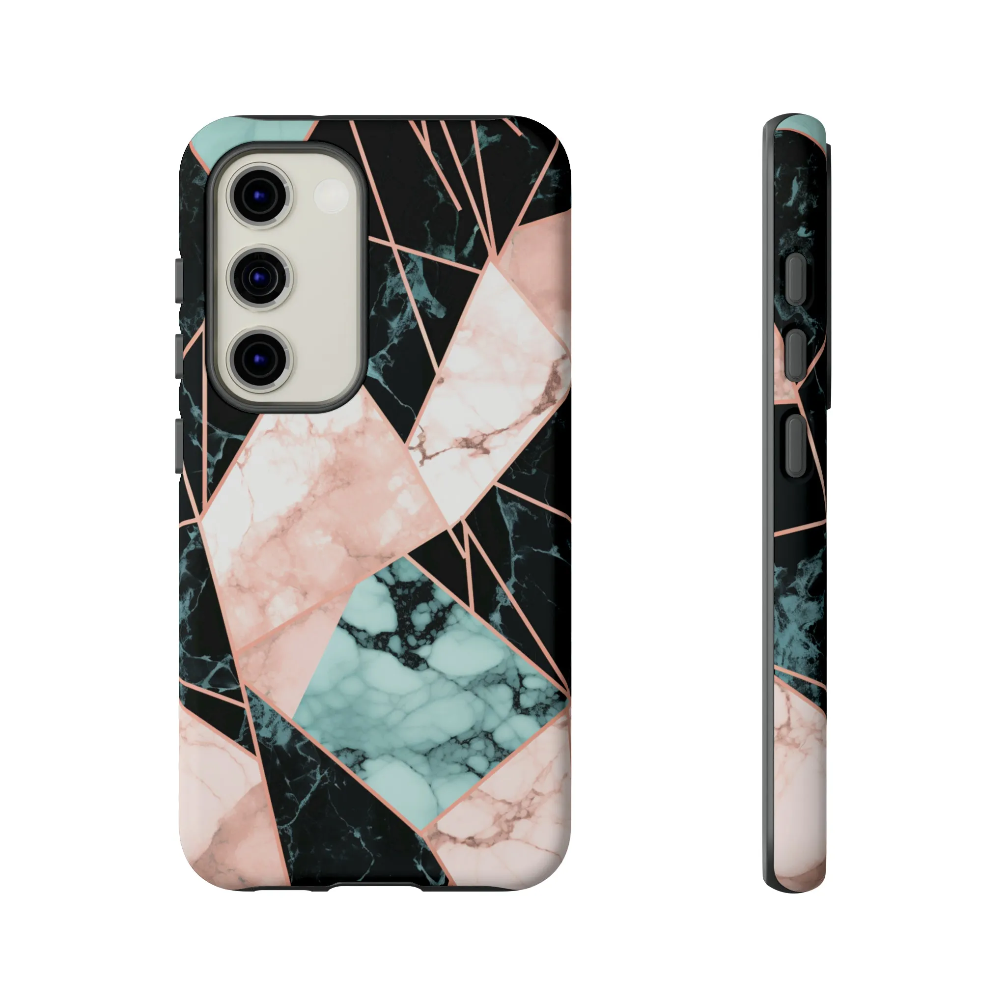 Geometric Elegance Marble and Gold Accents Tough Phone Cases