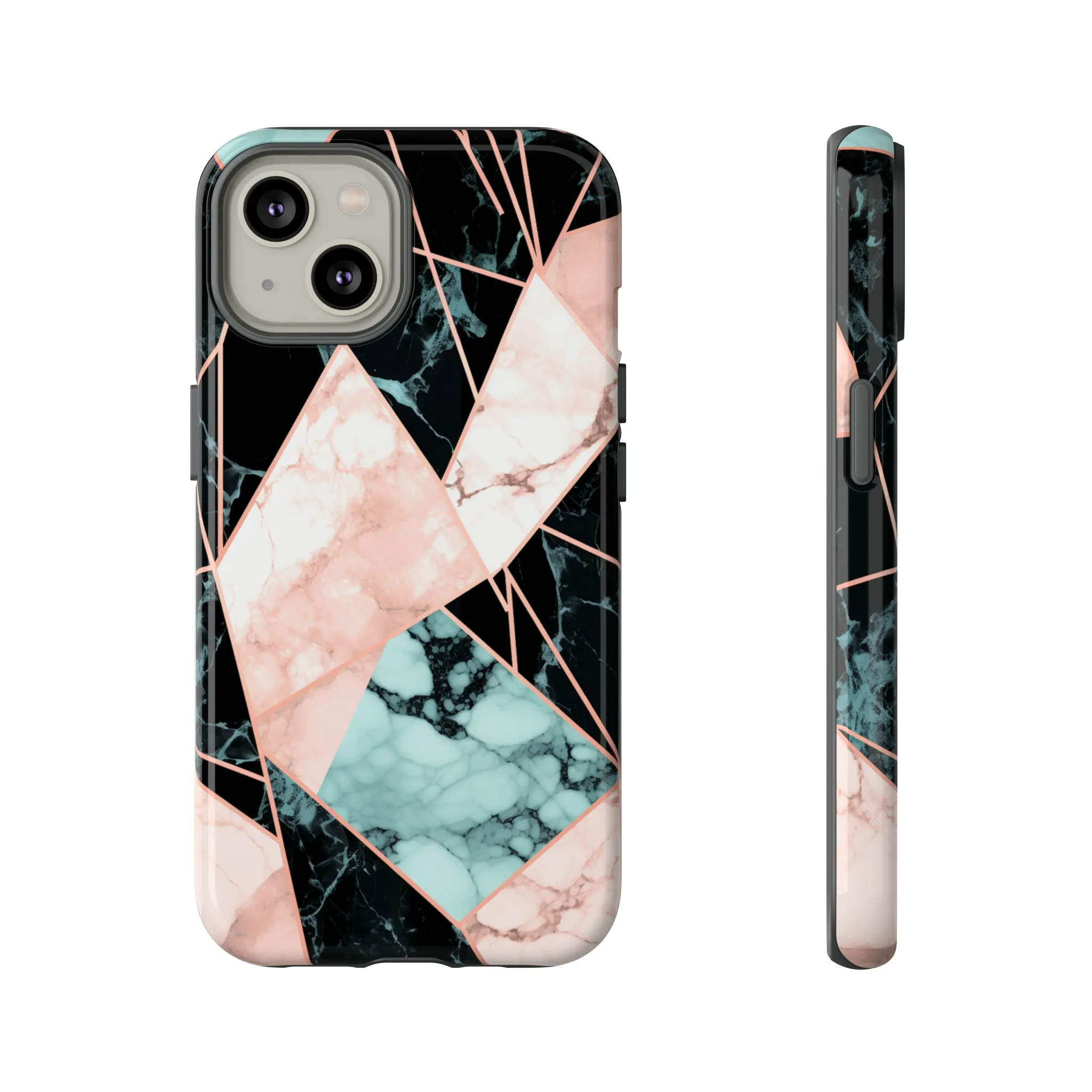 Geometric Elegance Marble and Gold Accents Tough Phone Cases