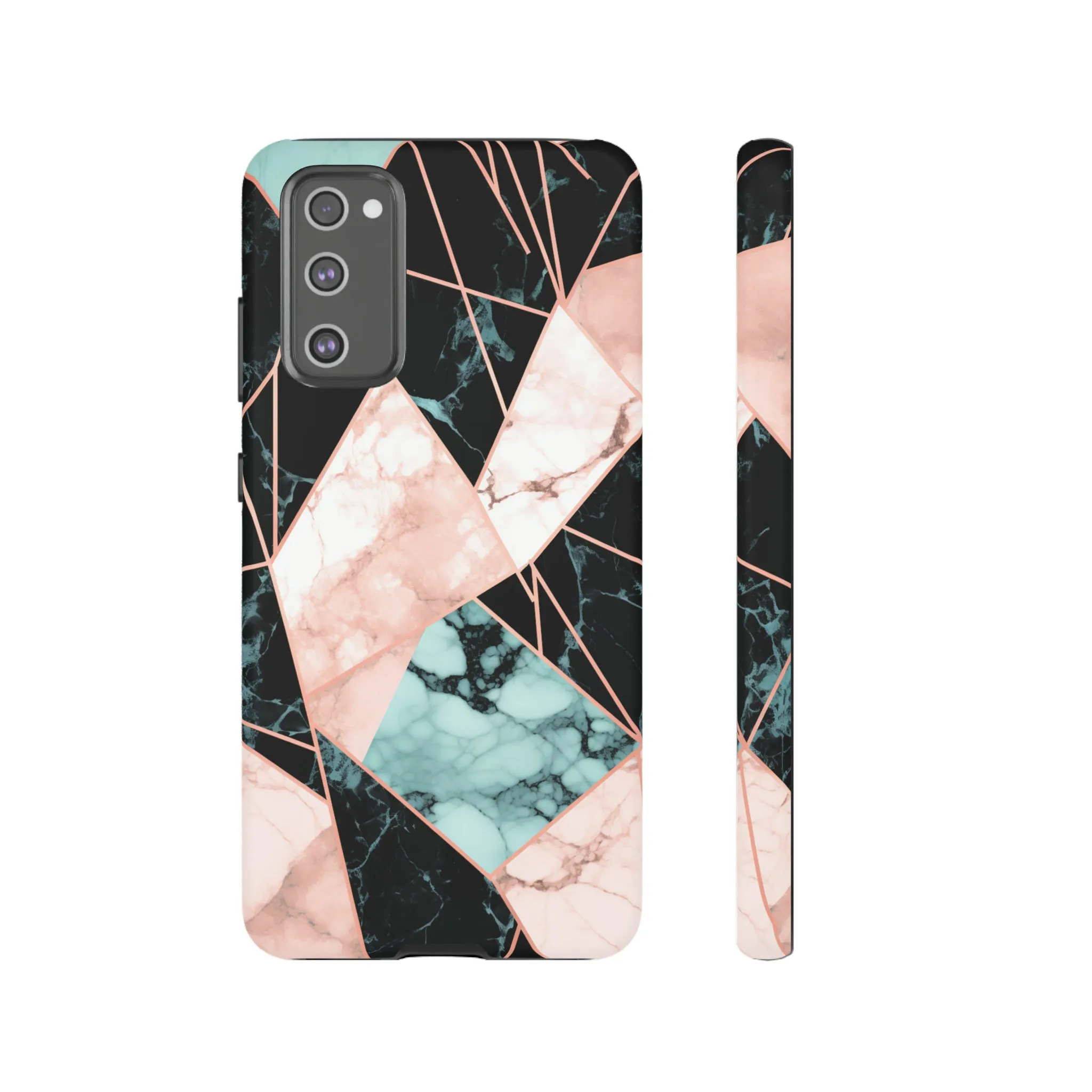 Geometric Elegance Marble and Gold Accents Tough Phone Cases