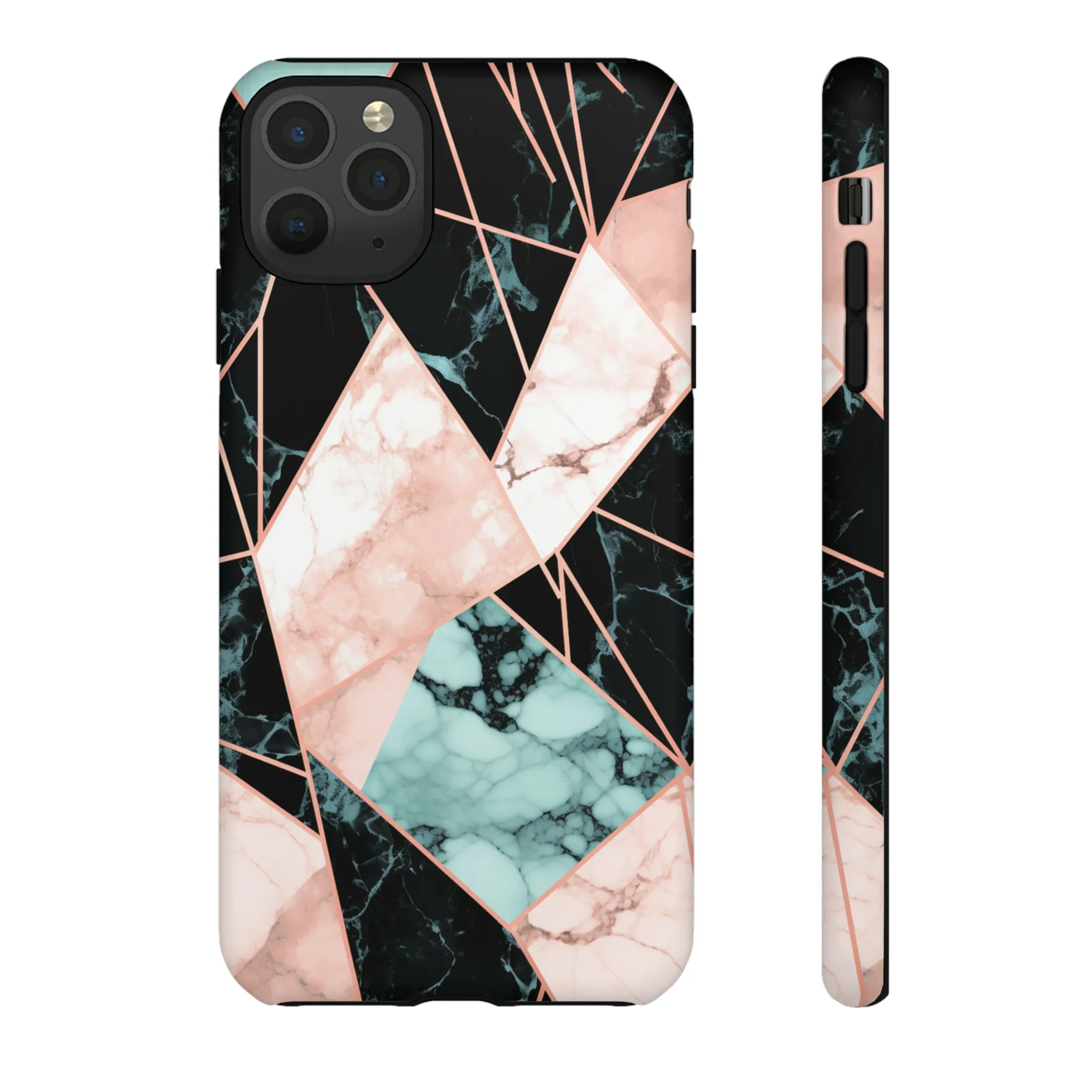 Geometric Elegance Marble and Gold Accents Tough Phone Cases