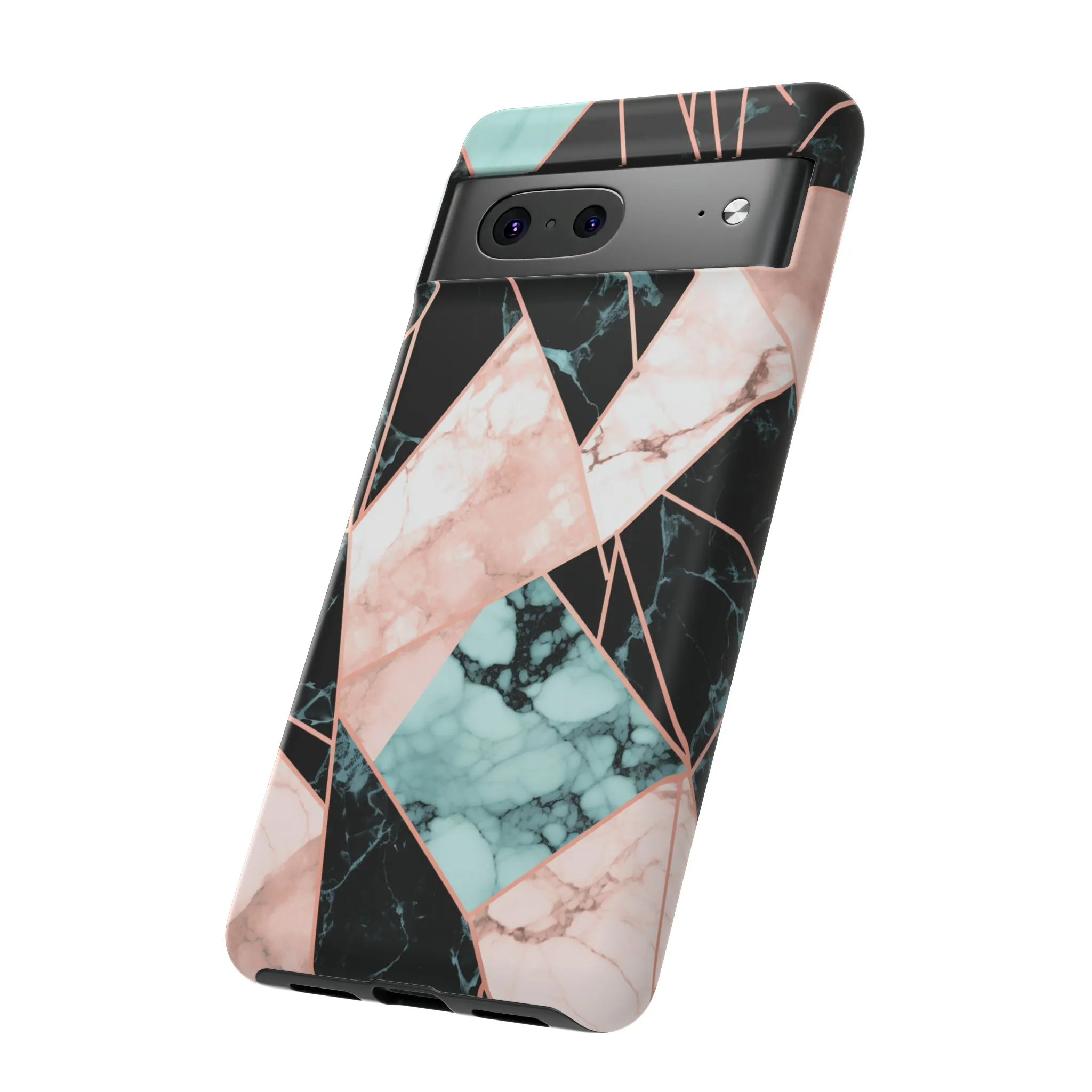 Geometric Elegance Marble and Gold Accents Tough Phone Cases