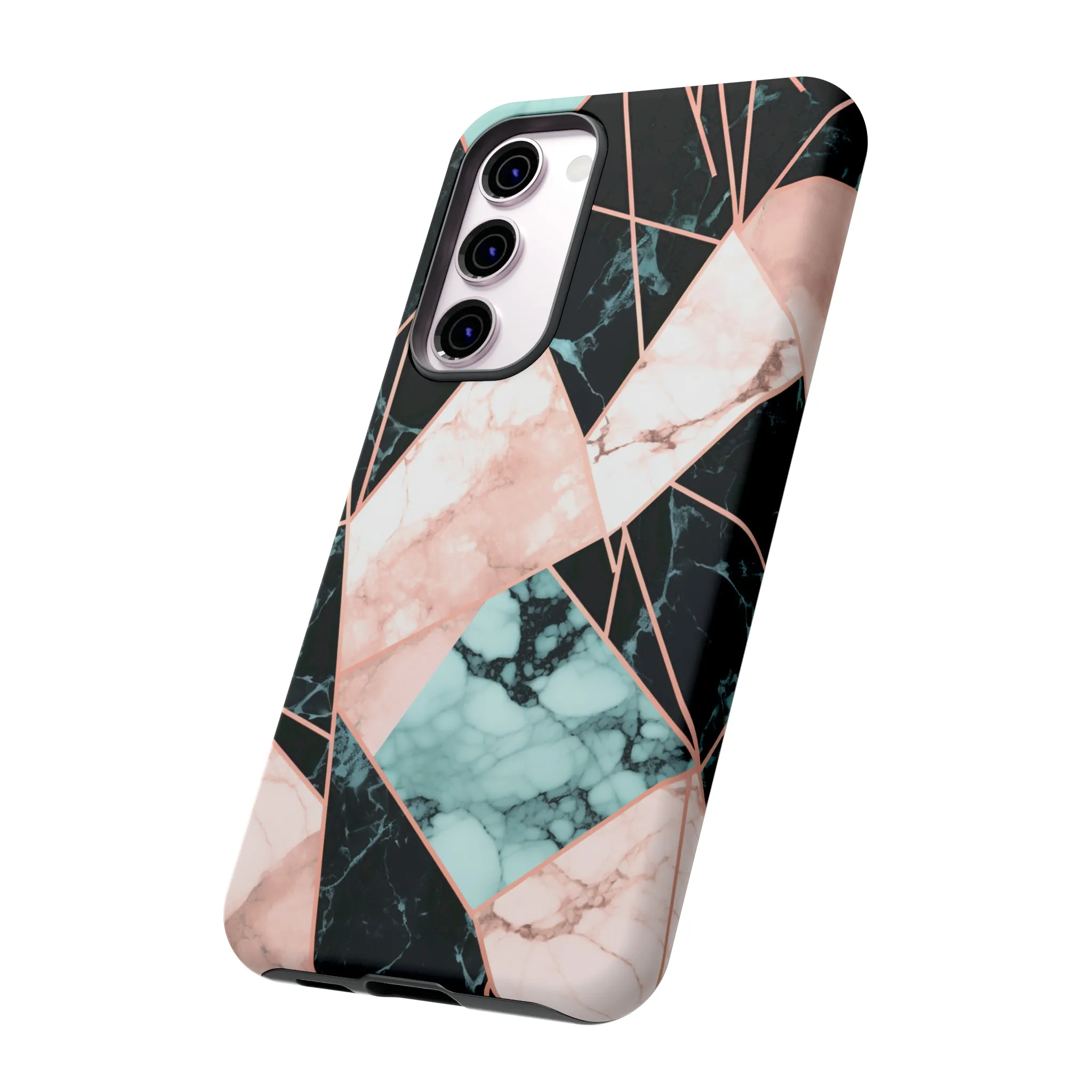 Geometric Elegance Marble and Gold Accents Tough Phone Cases