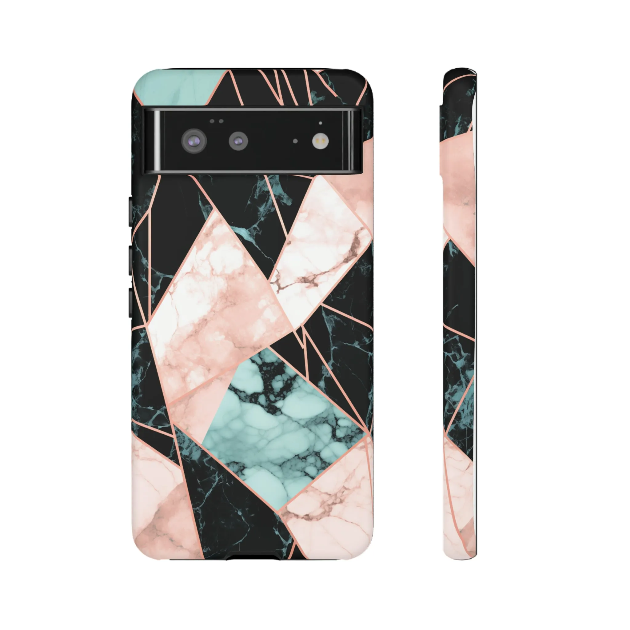 Geometric Elegance Marble and Gold Accents Tough Phone Cases