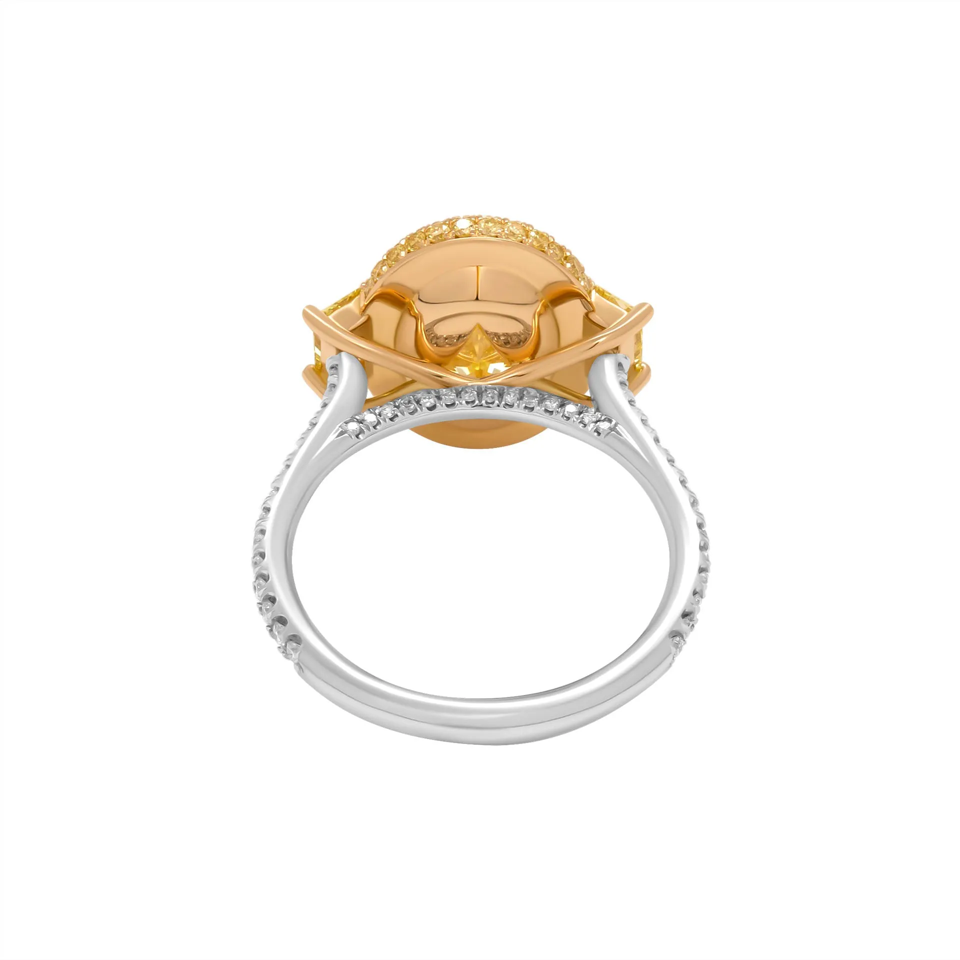 GIA Certified 3 stone Ring with 3.33ct Fancy Yellow VVS2 Oval Diamond