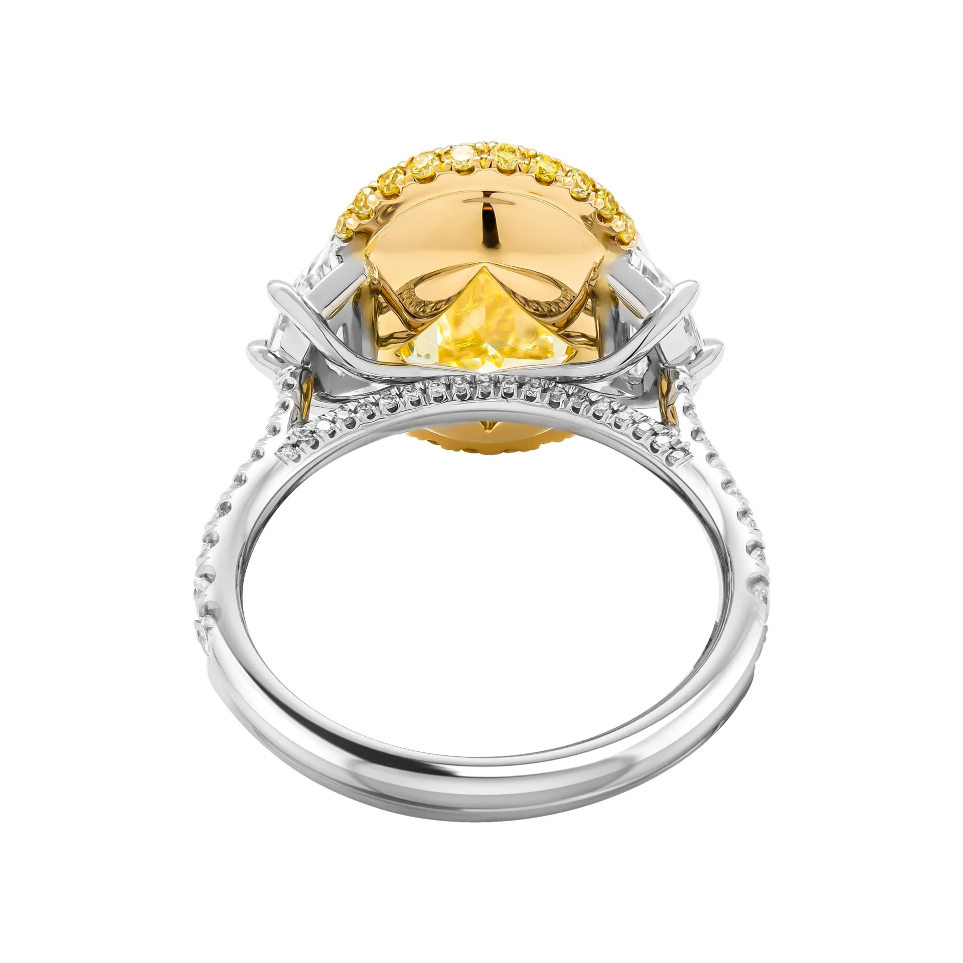GIA Certified 3-Stone Ring with 5.13ct Fancy Light Yellow VS1 Oval Diamond