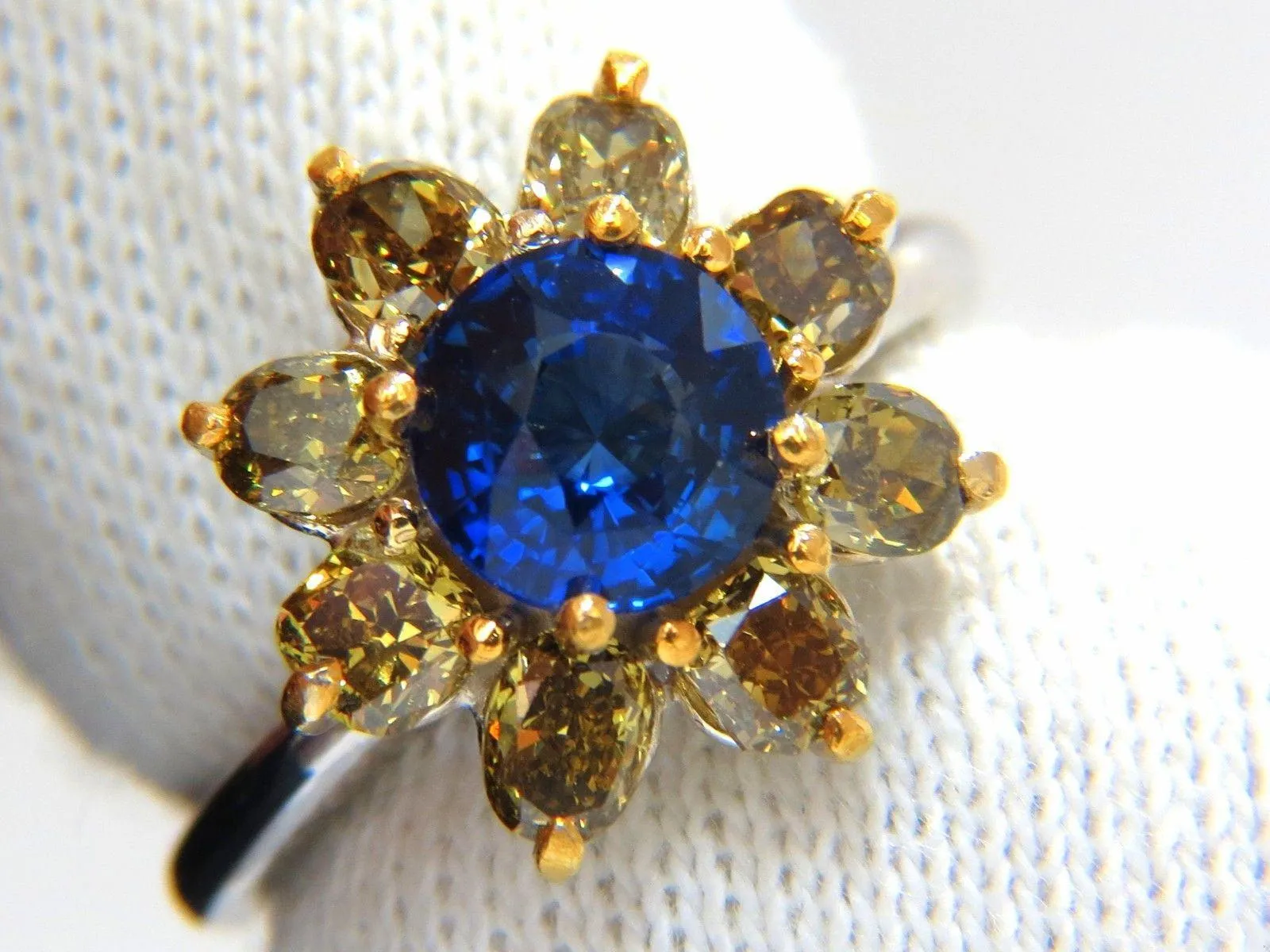GIA Certified 3.16ct Natural Blue Sapphire Diamonds ring 14kt 10271