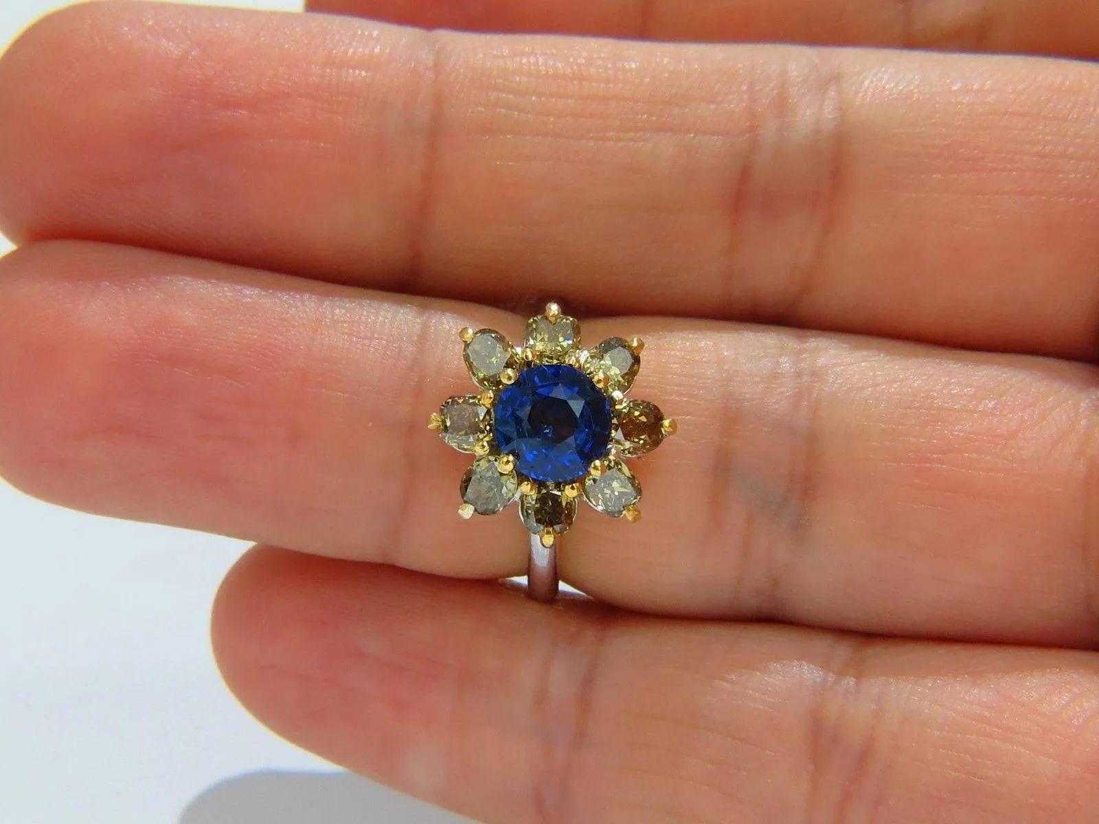 GIA Certified 3.16ct Natural Blue Sapphire Diamonds ring 14kt 10271