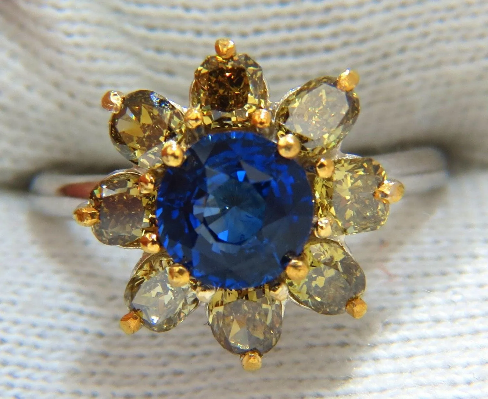 GIA Certified 3.16ct Natural Blue Sapphire Diamonds ring 14kt 10271