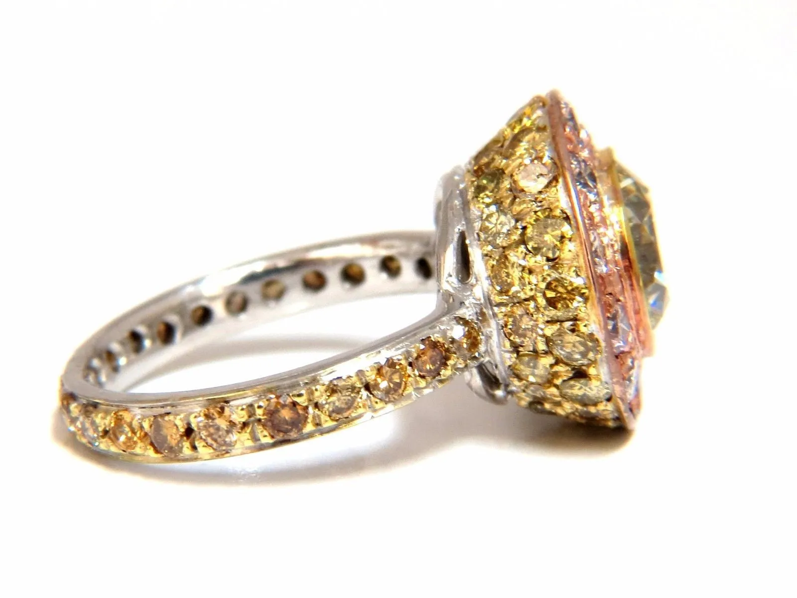GIA certified 3.67ct Fancy Round Diamond ring circular flush deck