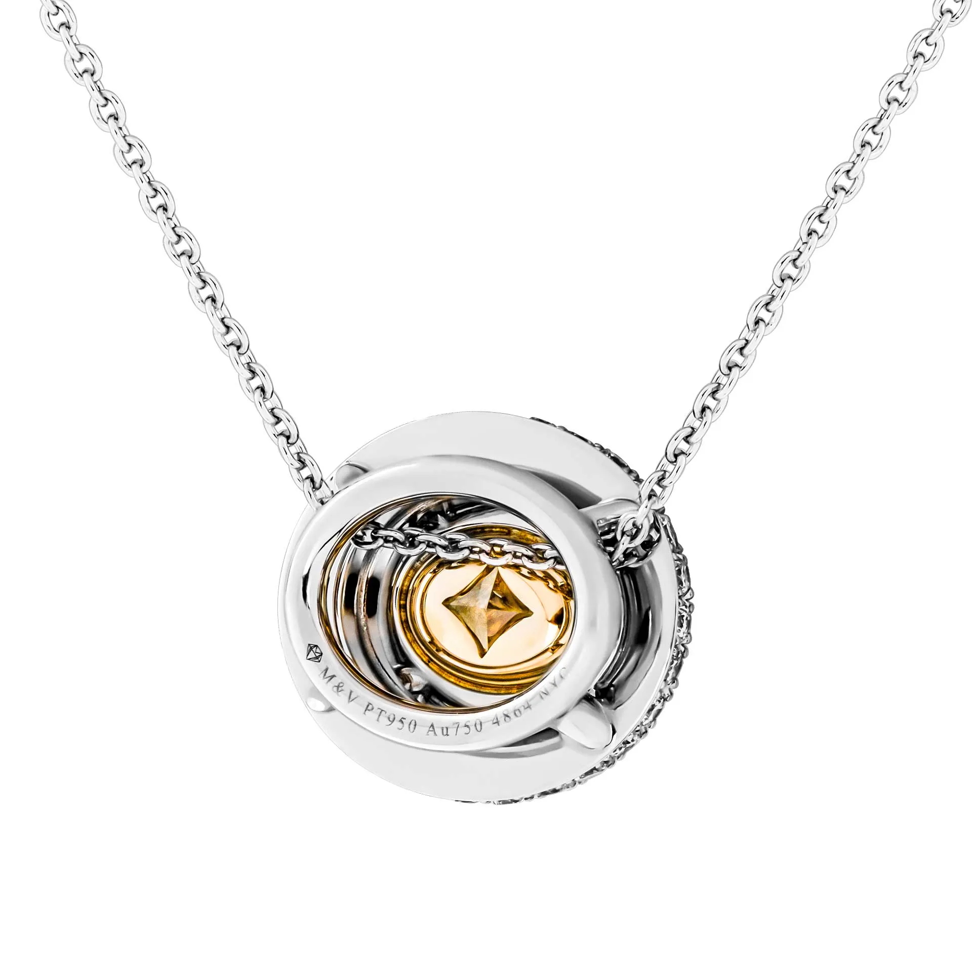 GIA Certified Oval Fancy Intense Yellow Diamond Pendant