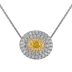 GIA Certified Oval Fancy Intense Yellow Diamond Pendant