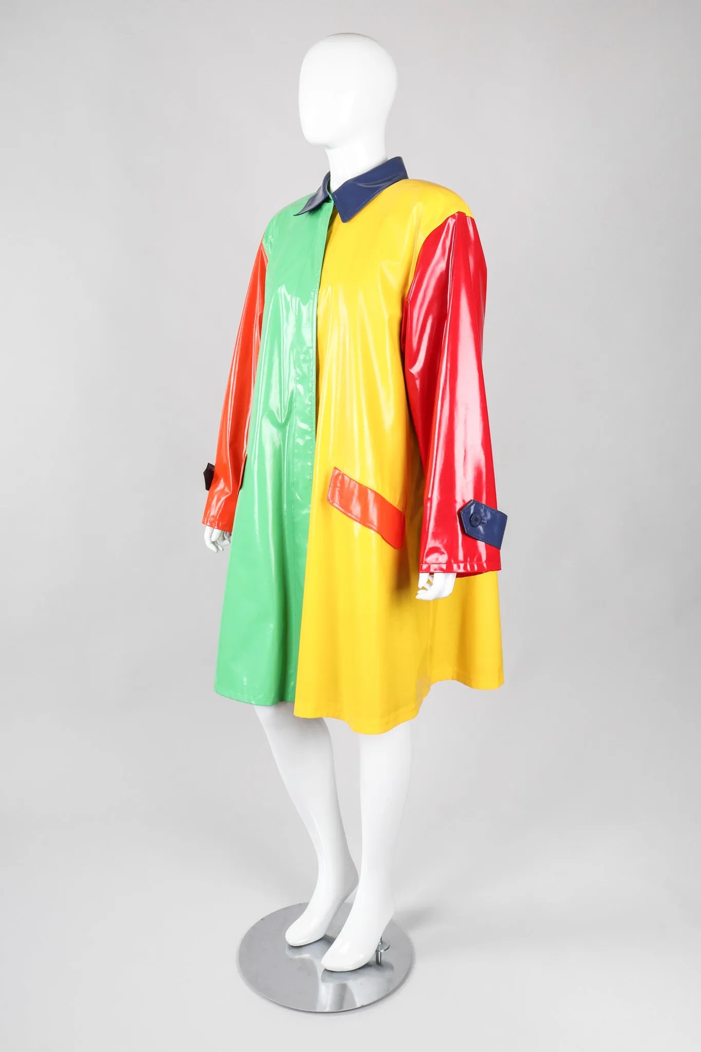 Glossy Colorblock Rain Coat