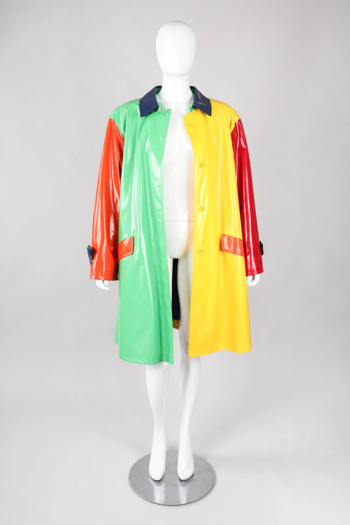 Glossy Colorblock Rain Coat