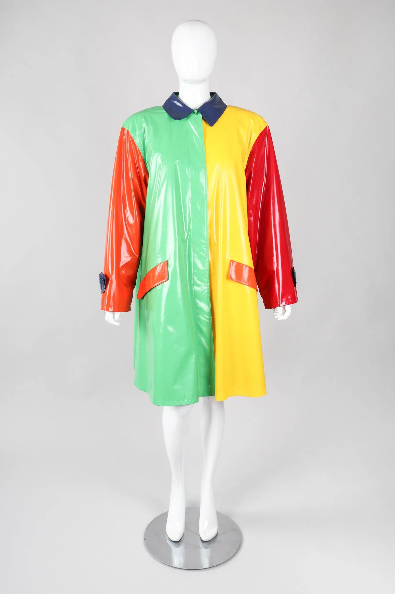 Glossy Colorblock Rain Coat