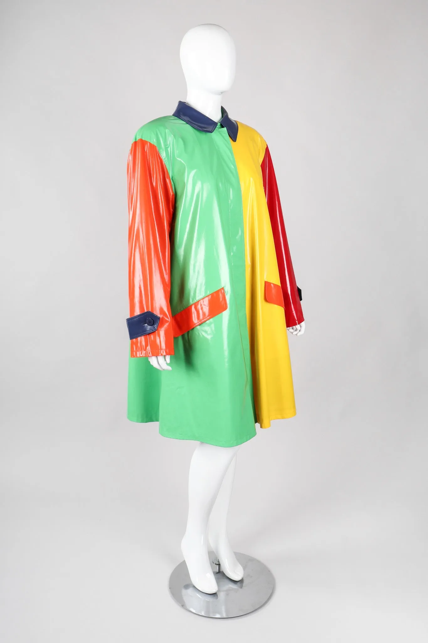 Glossy Colorblock Rain Coat