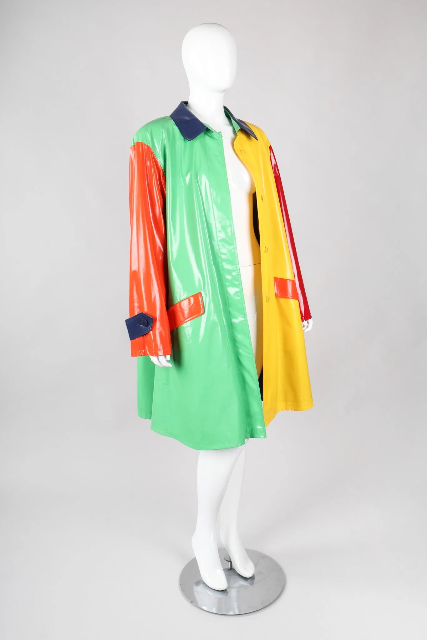 Glossy Colorblock Rain Coat