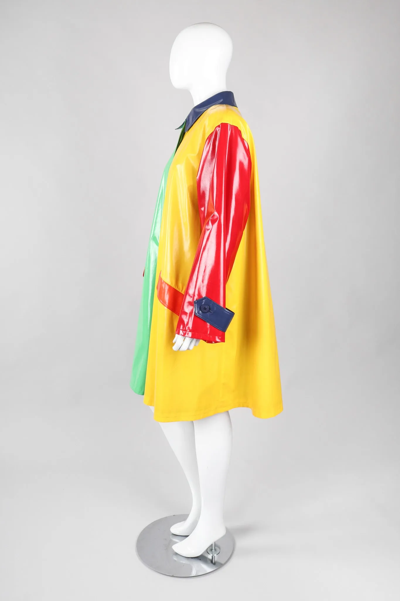 Glossy Colorblock Rain Coat
