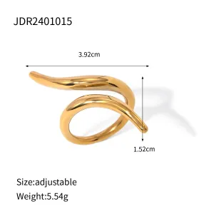Glossy Golden Lines Mirage Staggered Open Ring