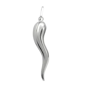 Glossy Italian Horn Pendant (Silver)