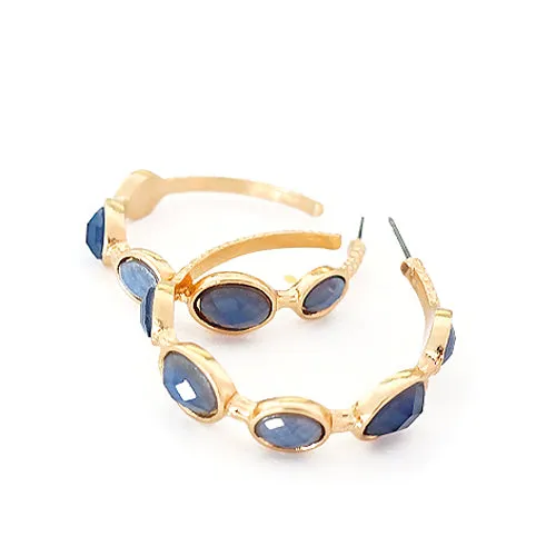 GOLD BLUE EARRINGS  #GLE0027E_SHINY-GD-BLU (RF23)