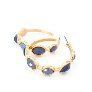 GOLD BLUE EARRINGS  #GLE0027E_SHINY-GD-BLU (RF23)