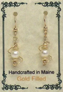 Gold Pearl Twist Earrings