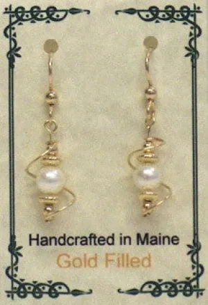 Gold Pearl Twist Earrings