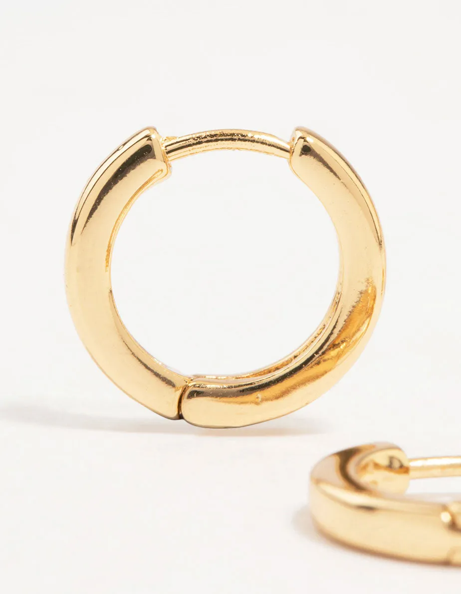 Gold Plated Cubic Zirconia & Sleek Huggie Earrings 2-Pack