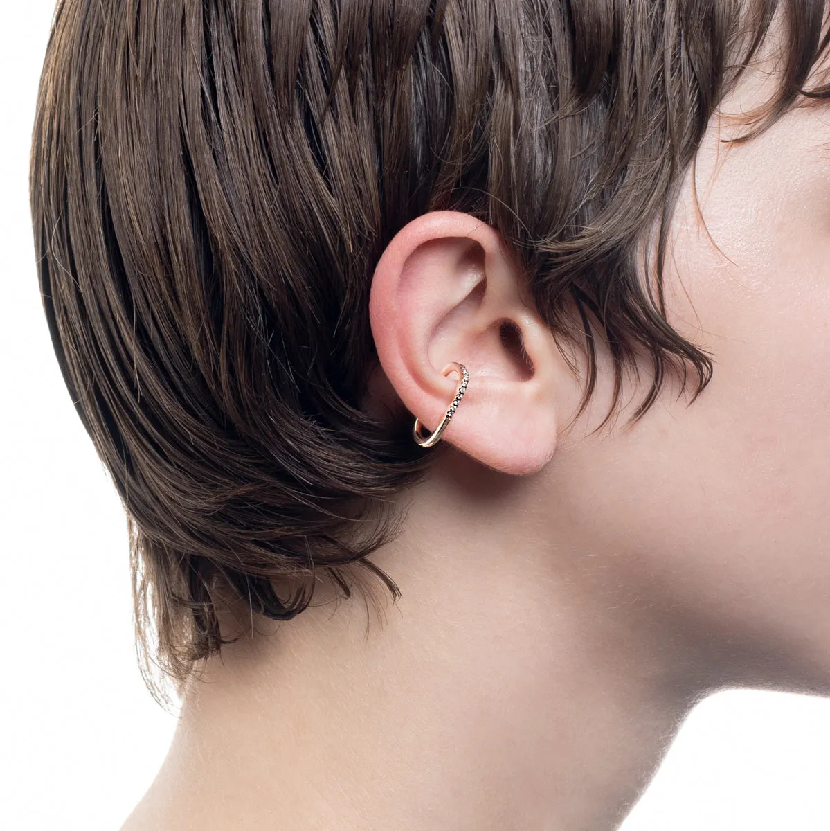 GOSSAMER Diamond Ear Cuff Black Ruthenium Plated