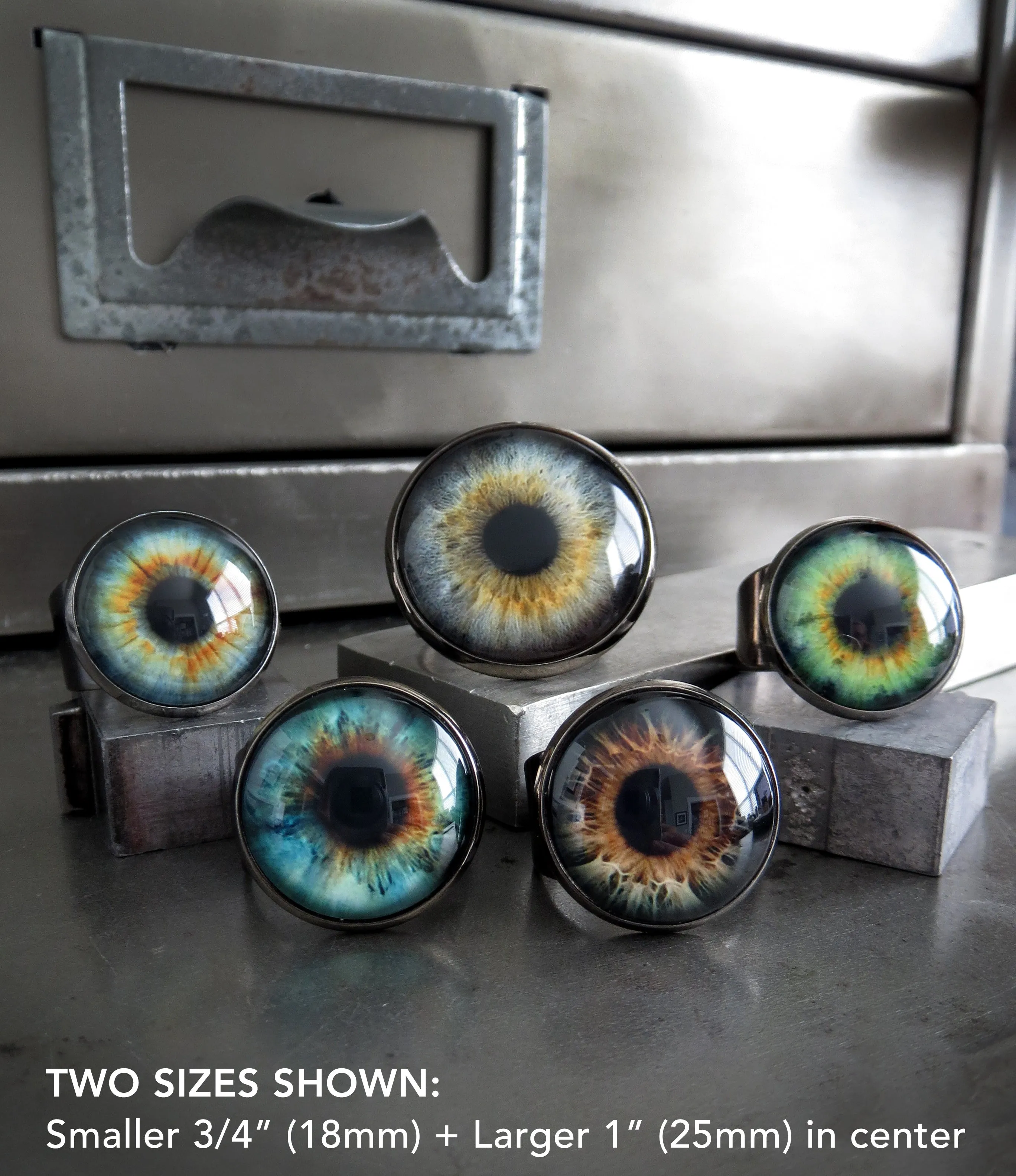 Goth Halloween Eyeball Ring with Glossy Green Eye