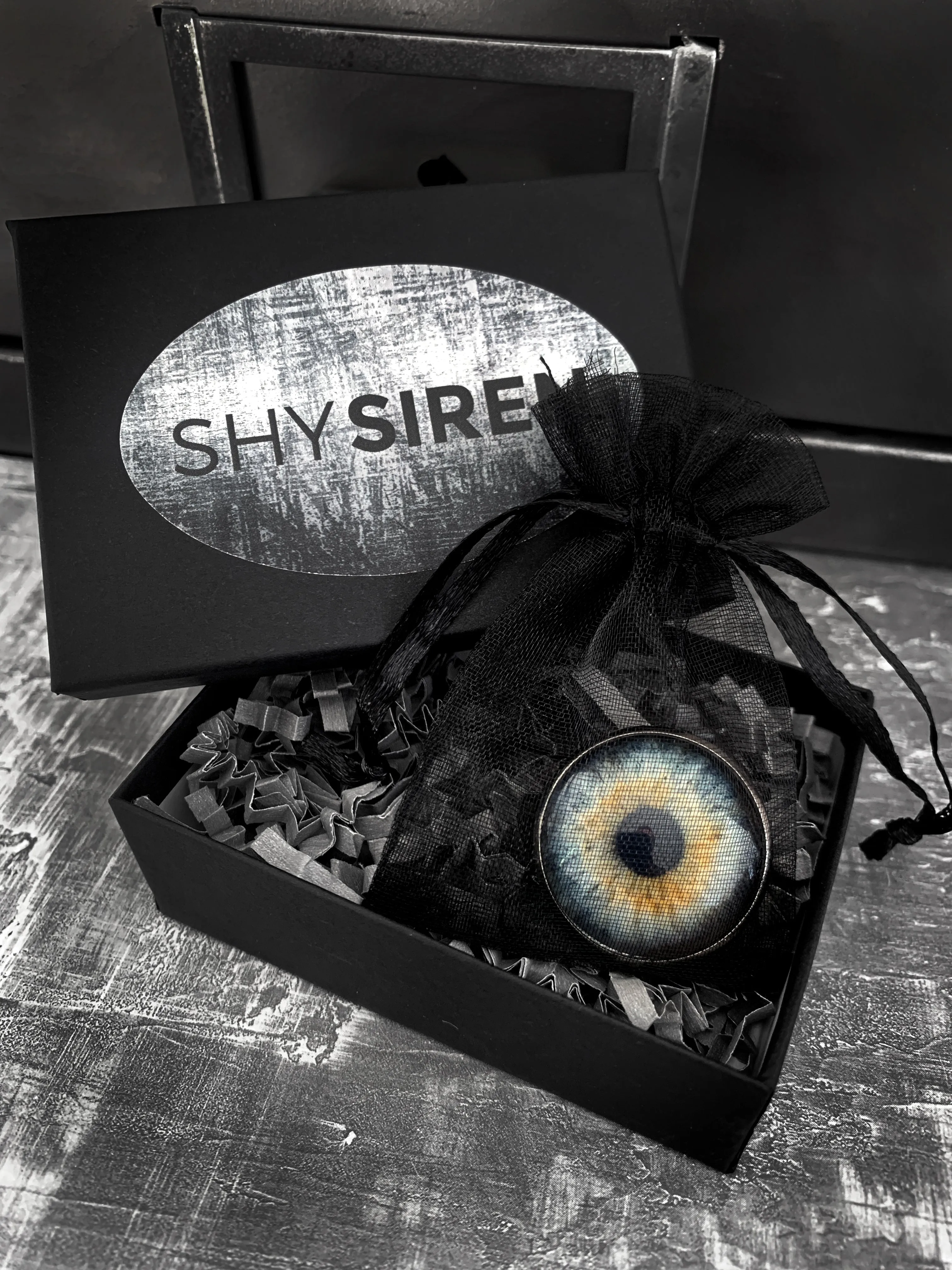 Goth Halloween Eyeball Ring with Glossy Green Eye