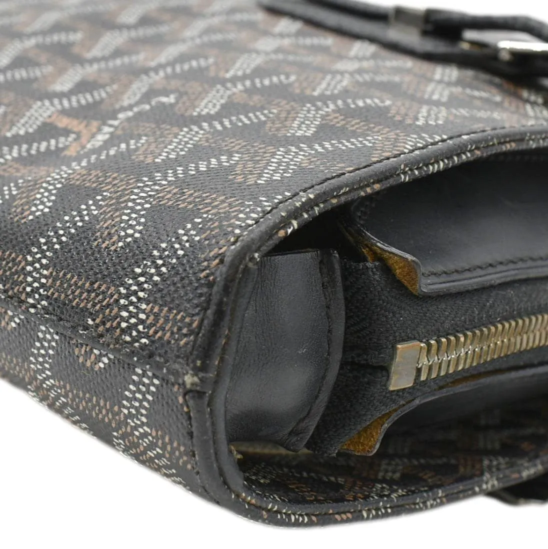 GOYARD Okinawa PM Chevron Print Canvas Tote Bag Black