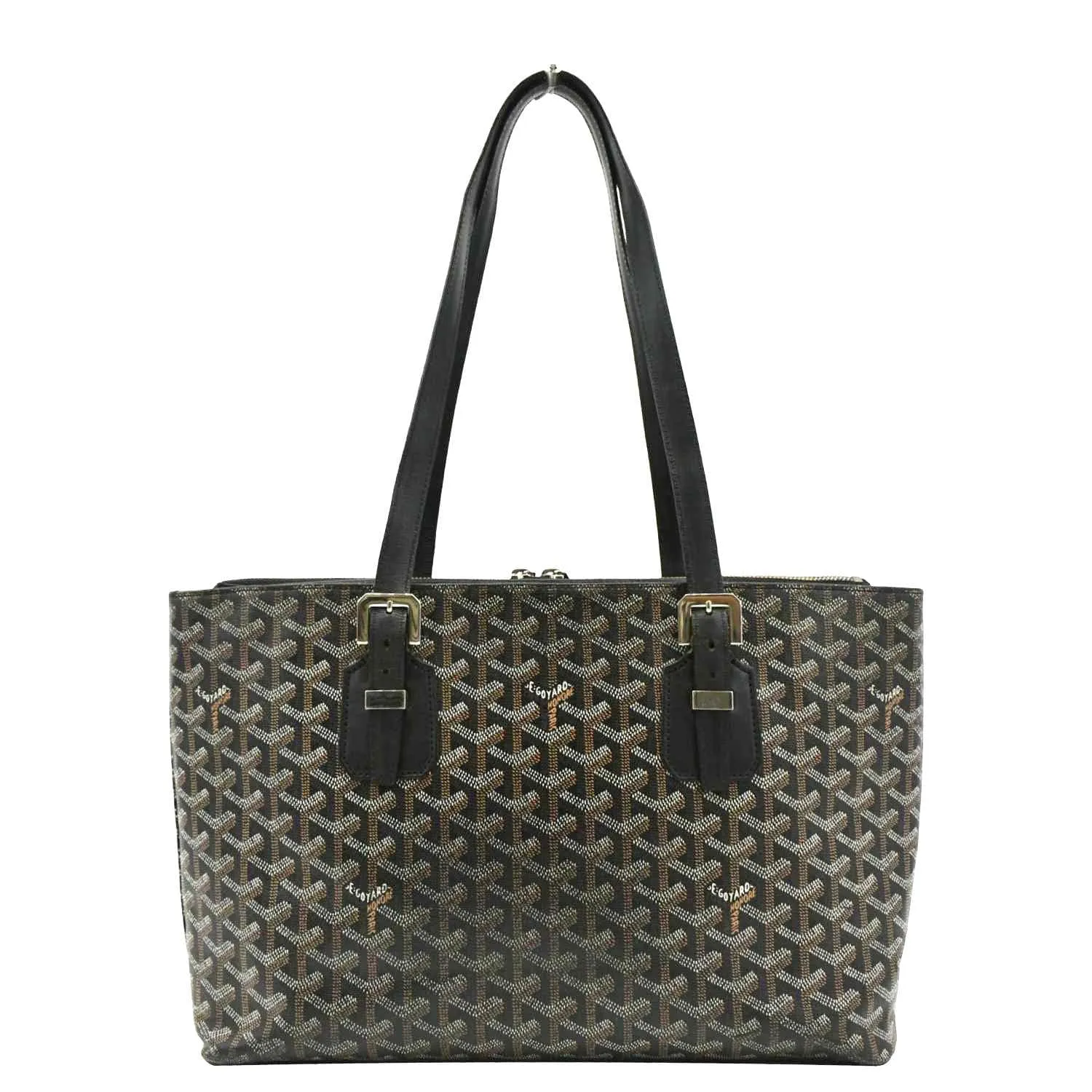 GOYARD Okinawa PM Chevron Print Canvas Tote Bag Black
