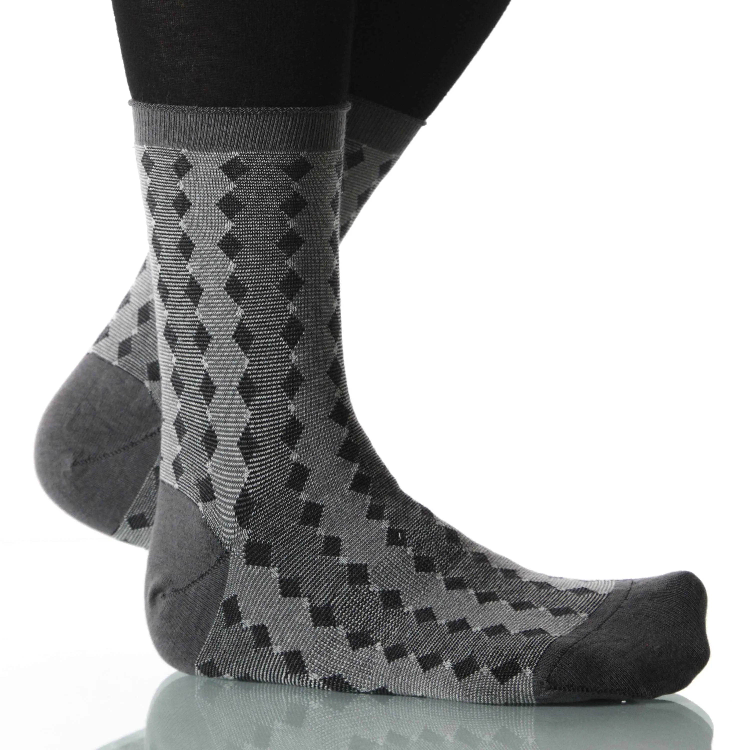 Gray Diamond Stripe - Ankle Height