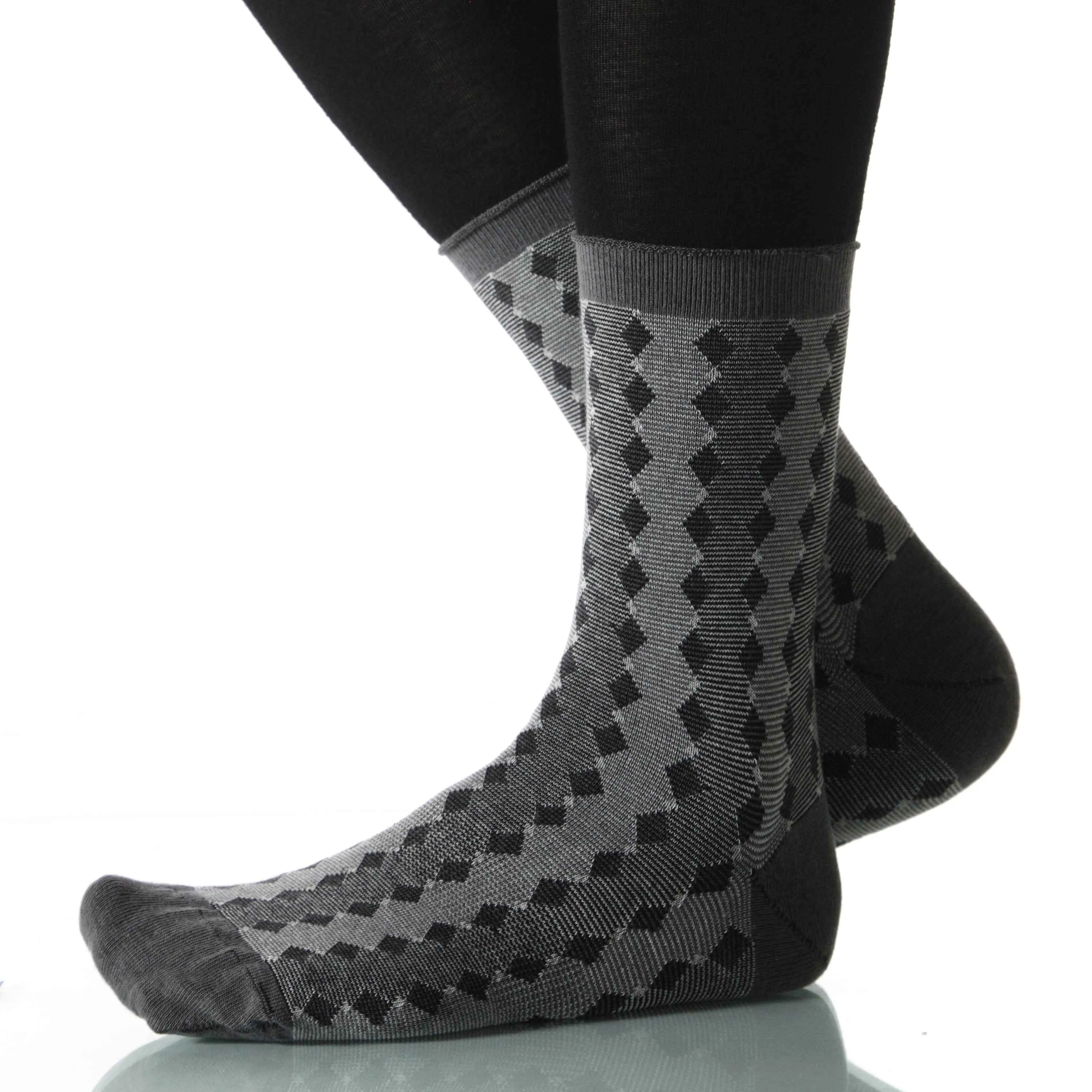 Gray Diamond Stripe - Ankle Height