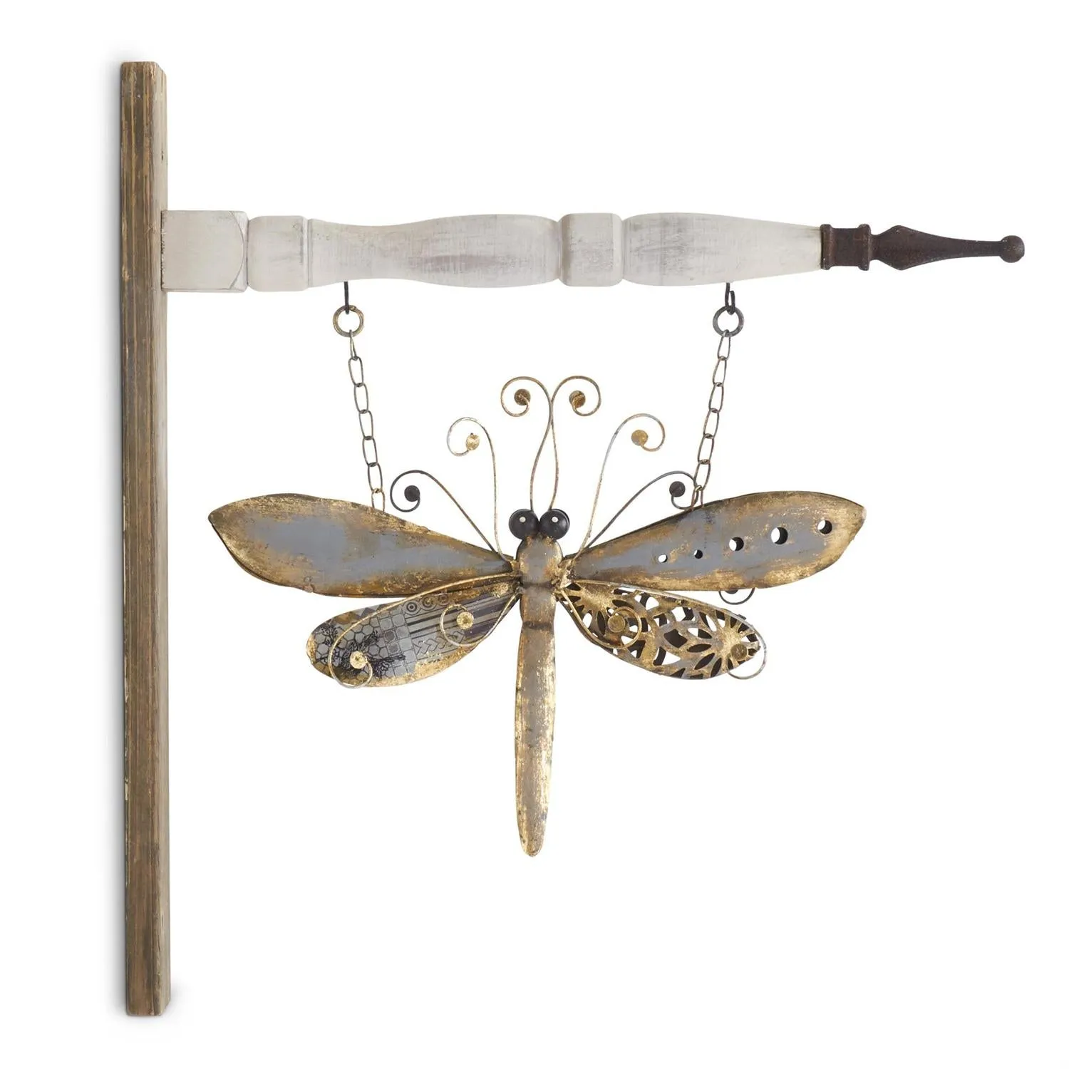 Grey & Gold Metal Dragonfly Arrow Replacement Sign